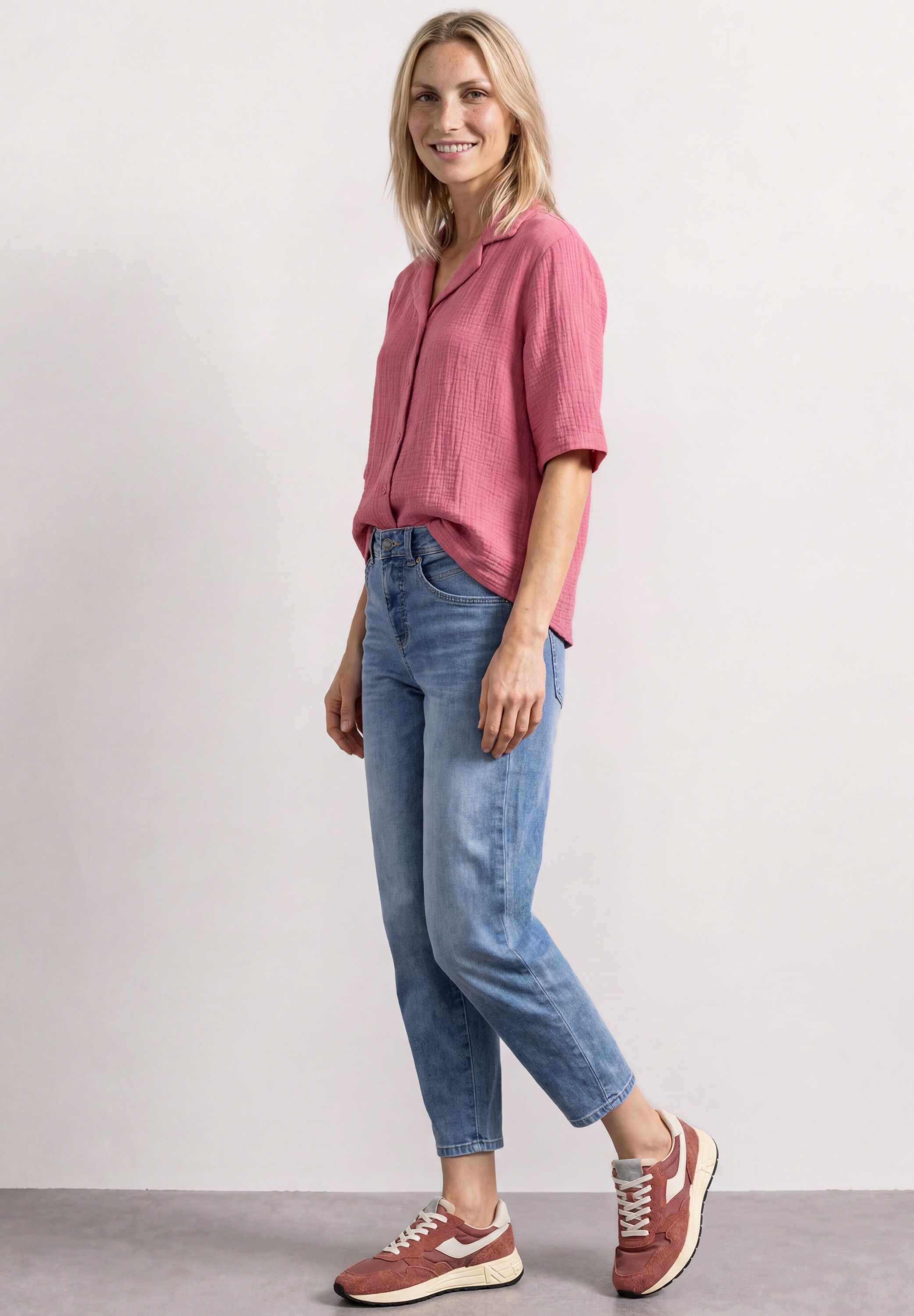 STREET ONE Hemdbluse Sommerbluse, hochwertiger Musselin aus Baumwolle