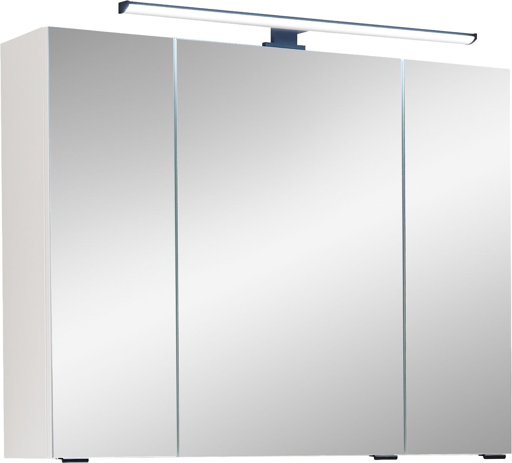 Saphir Badezimmerspiegelschrank "Quickset 500, 3 Türen, 80cm breit, LED-Aufsatzleuchte" inkl. Schalter und Steckdose