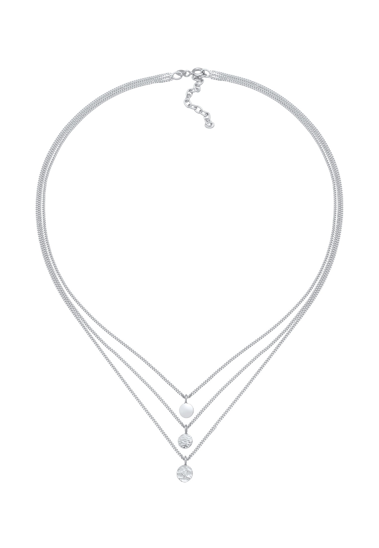 Elli Choker »Halskette Choker Layer Dreireihig Plättchen Boho 925 Silber«