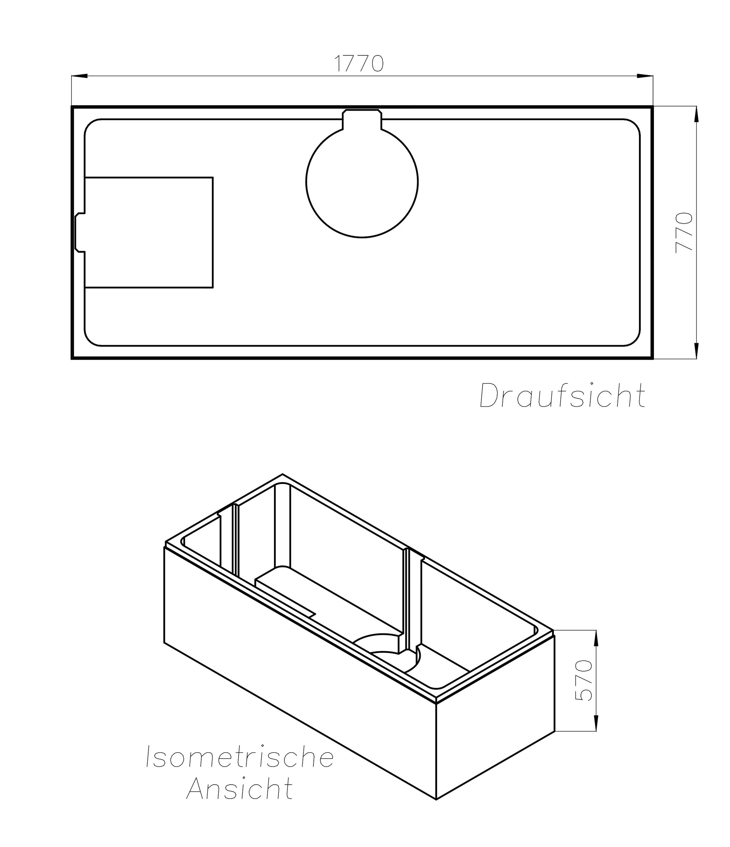 OTTOFOND Badewanne »Malta 180«, (Set), 180x80 cm, inklusive Wannenträger
