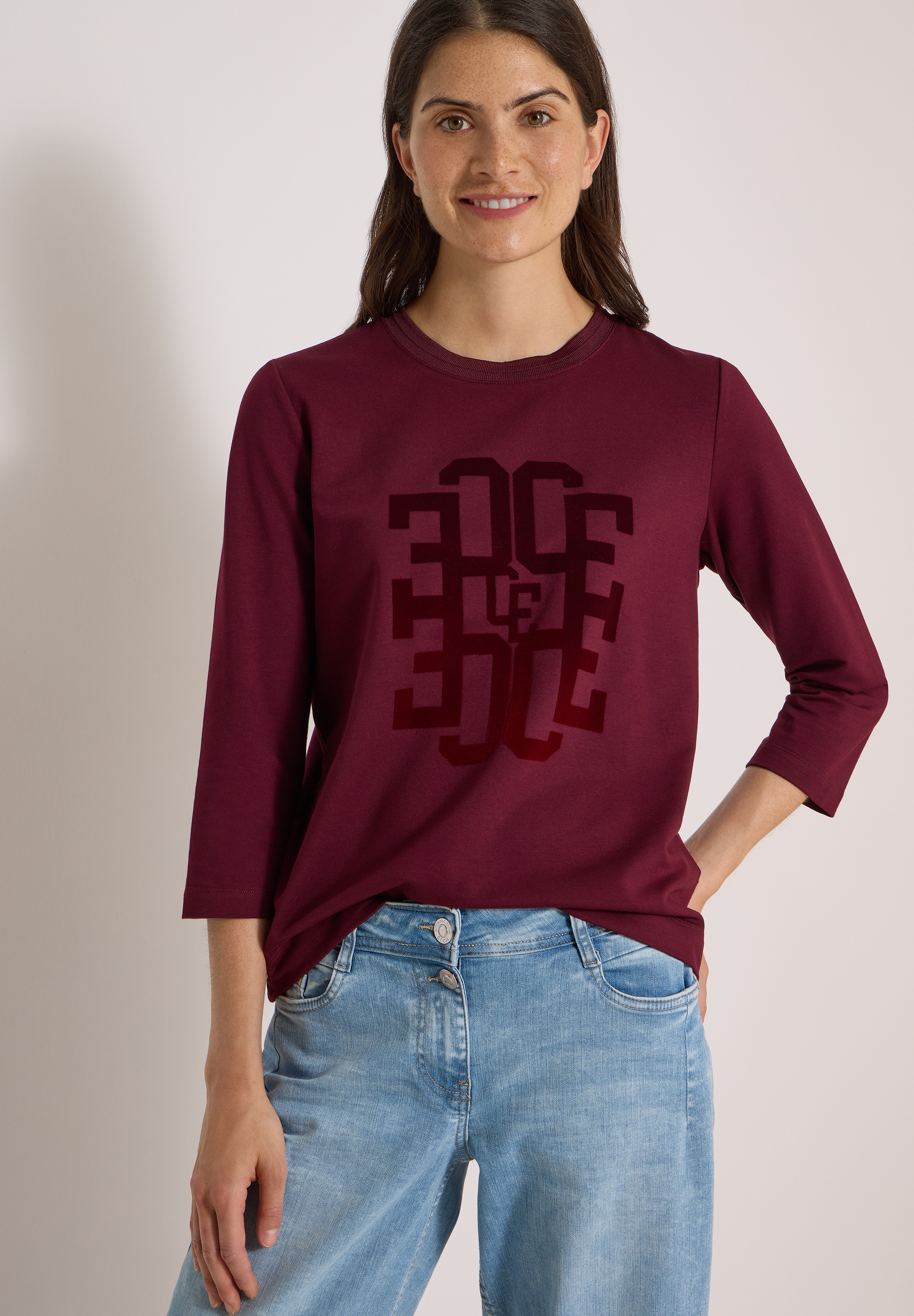 Cecil 3/4-Arm-Shirt mit Rundhals und Wording
