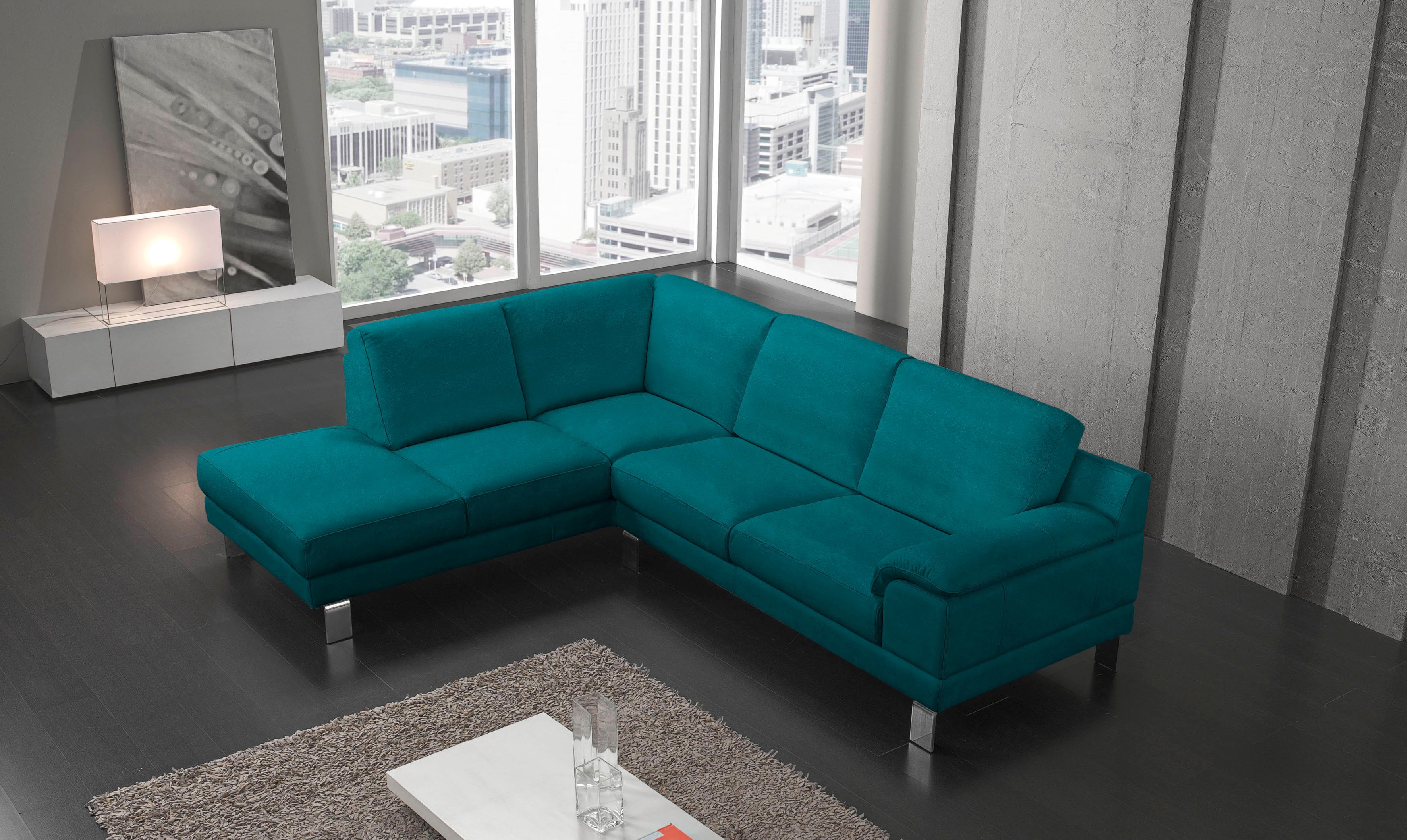 Egoitaliano Ecksofa "Shakira, Design und Sitzkomfort auf hohem Niveau, tolle Details" mit Ottomane, L-Form, elegante Metallfüße