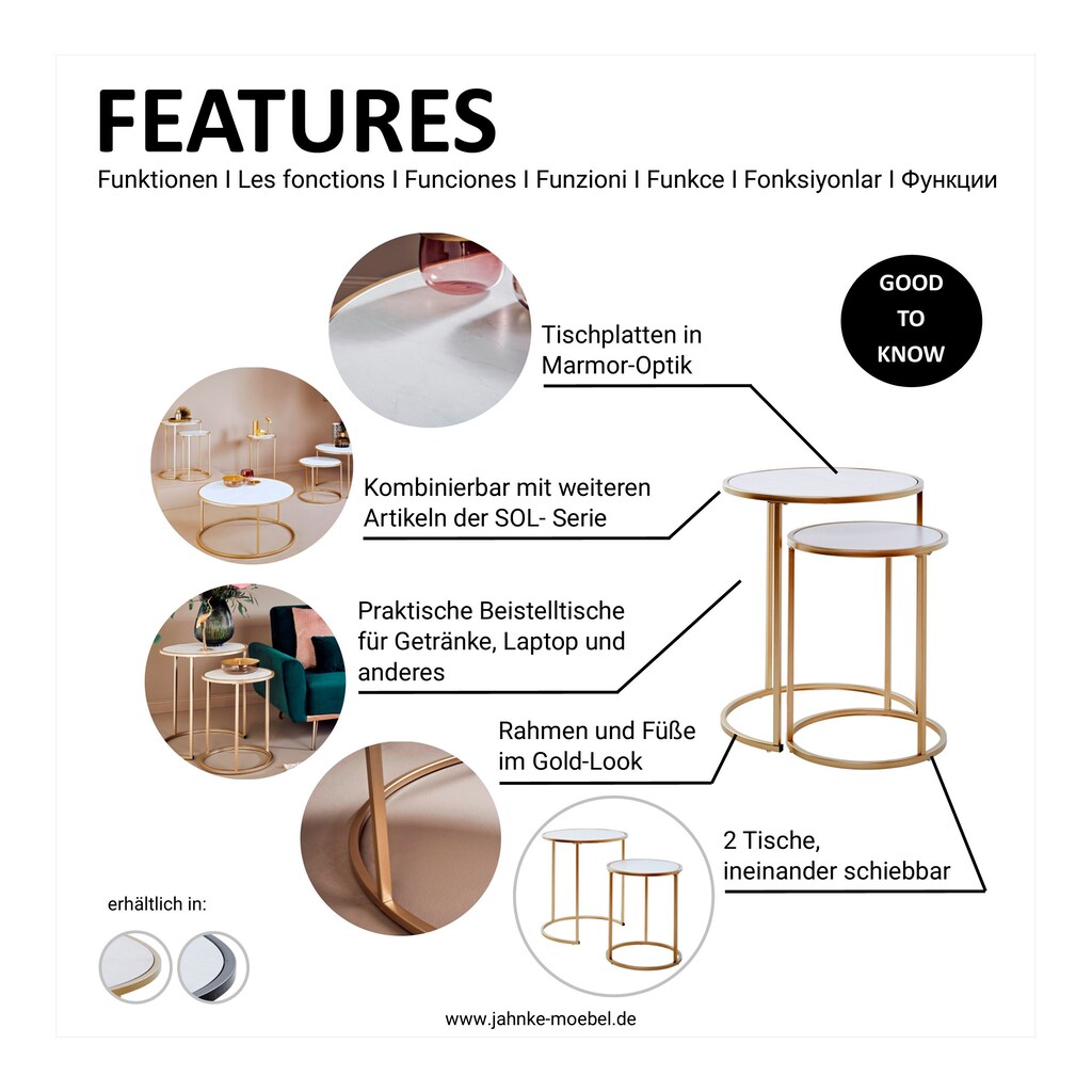 Jahnke Beistelltisch »SOL BY SIDE SET«, (2 St.)