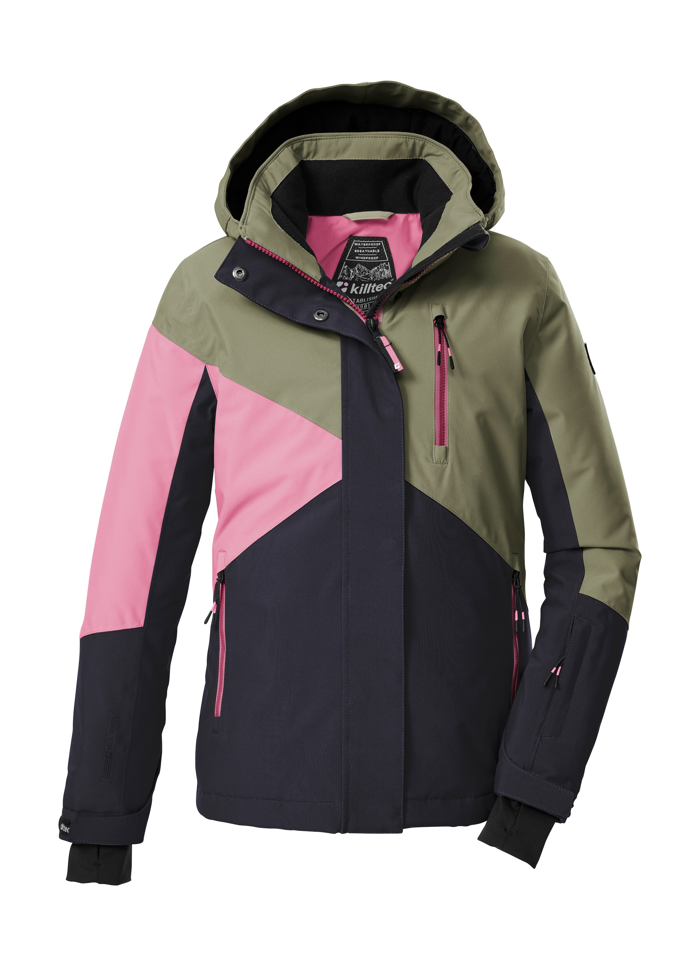 Killtec Skijacke "KSW 209 GRLS SKI JCKT" Mädchen-Skijacke: wasserdicht, atmungsaktiv, Colourblock-Design