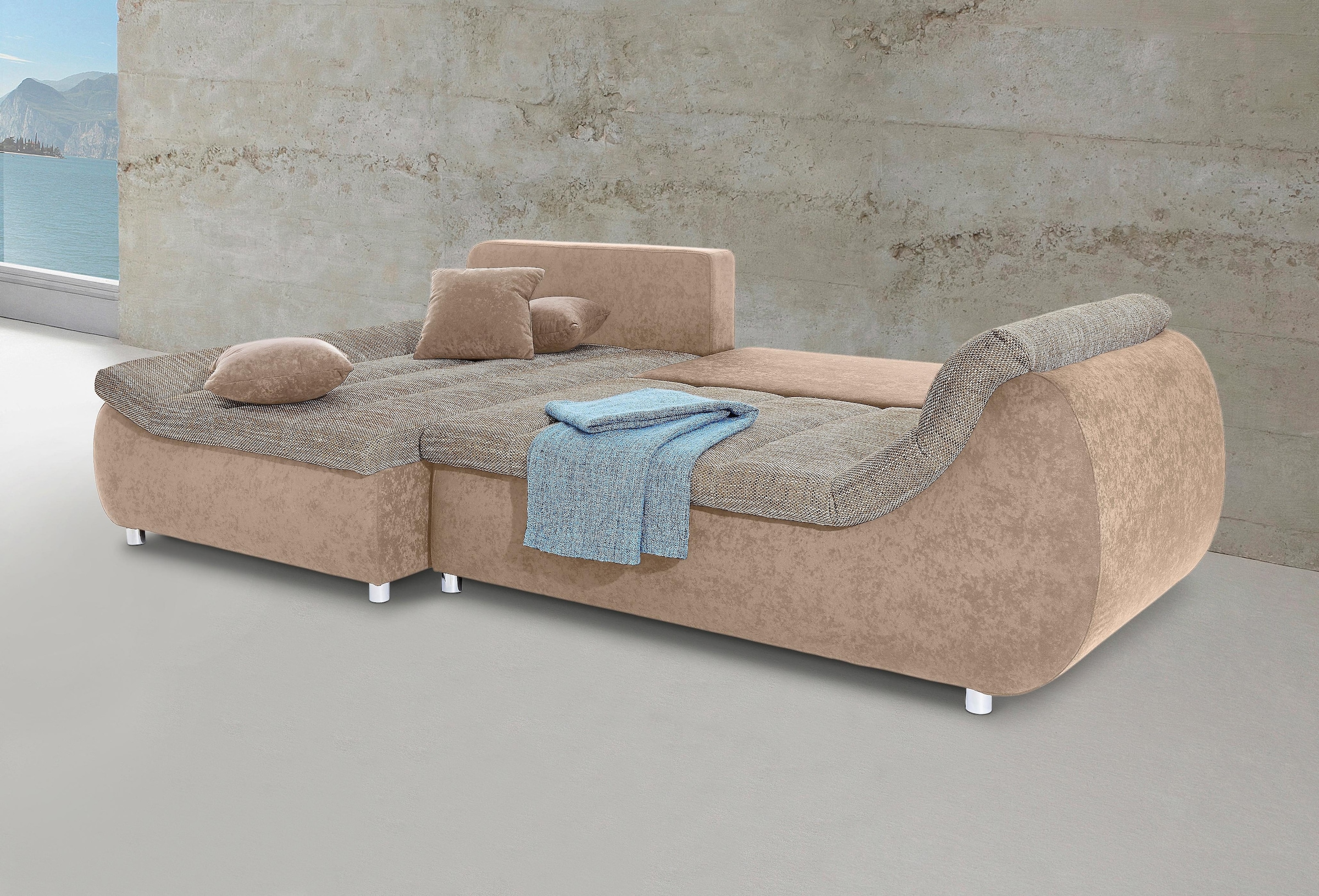 INOSIGN Ecksofa "Imola elegant und bequem, aktuelle Steppung im Sitz, L-For günstig online kaufen
