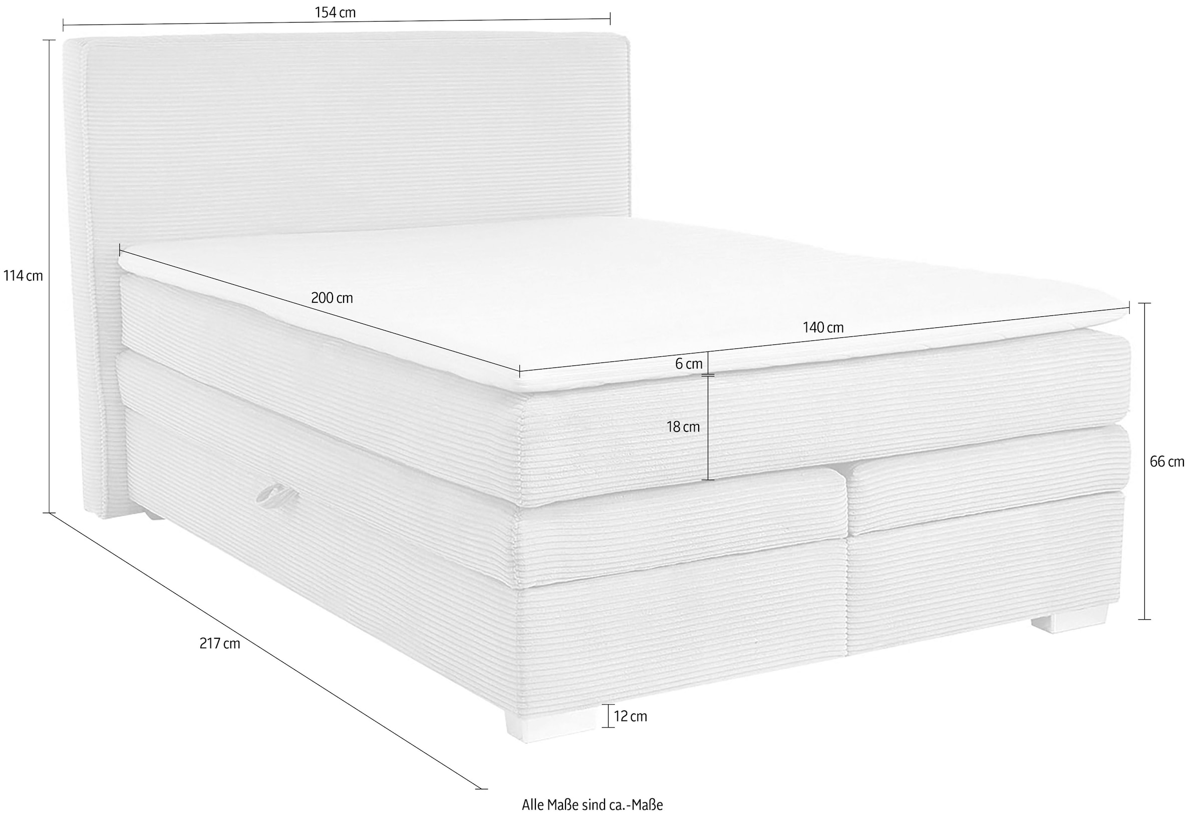Jockenhöfer Gruppe Boxspringbett »Arabella, 2x 70er Boxen mit Stauraum«, Wende-Bonell-Federkern-Matratze (H2/H3), inkl. Topper