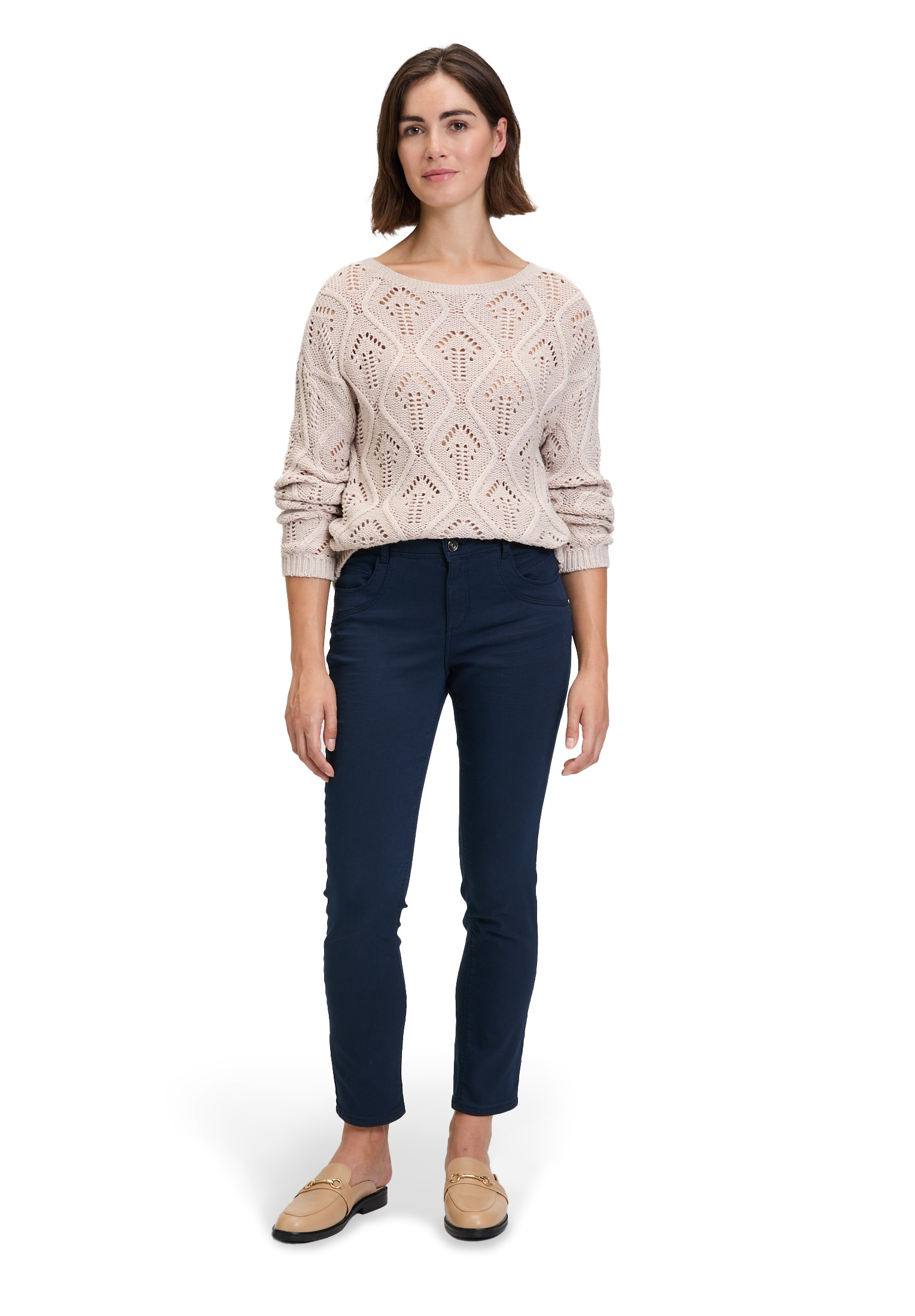 Betty&Co Strickpullover »Betty & Co Lochstrick-Pullover mit Strickdetails«, (1 tlg.), Rippbündchen