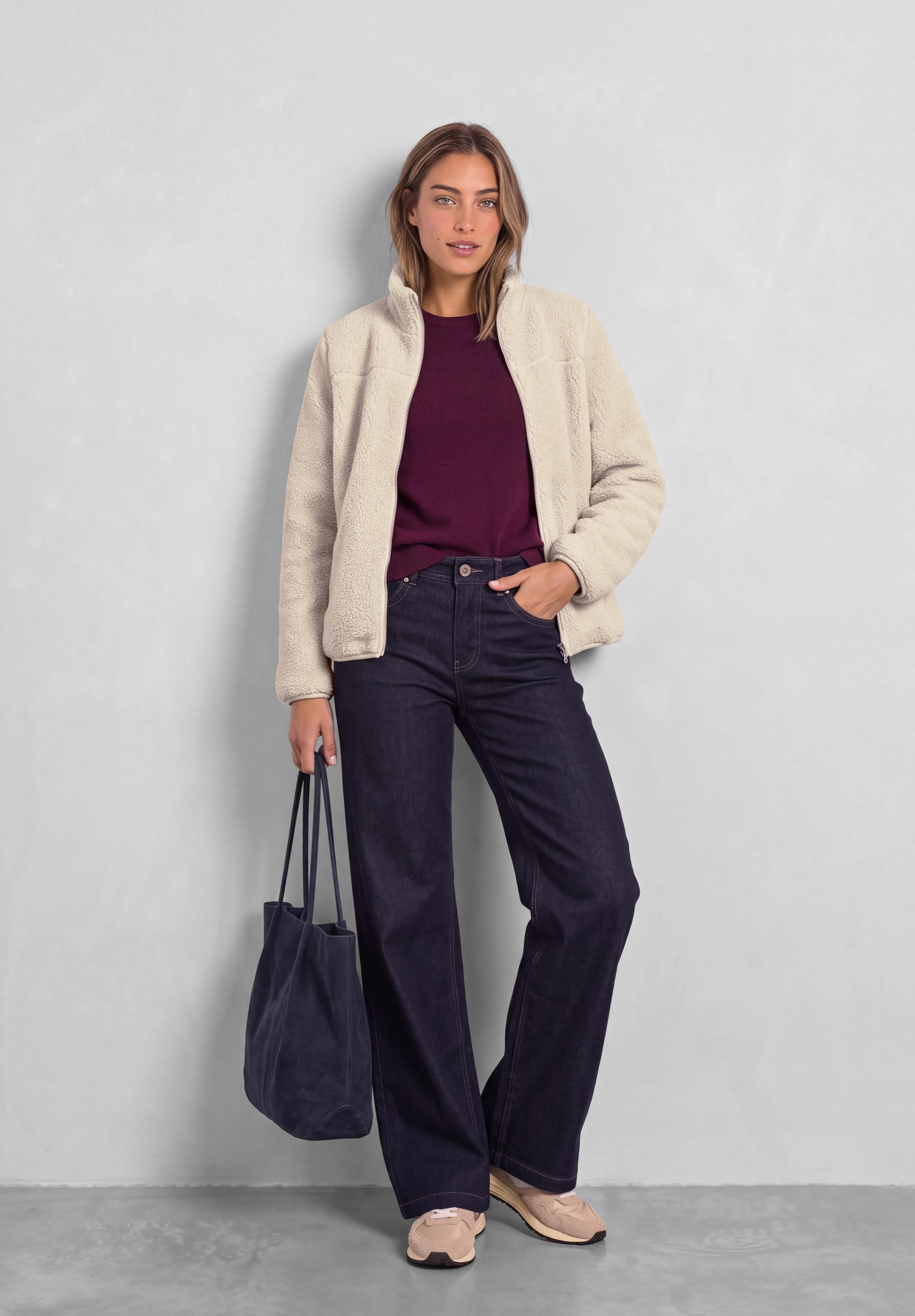 STREET ONE Fellimitatjacke ohne Kapuze mit Stehkragen