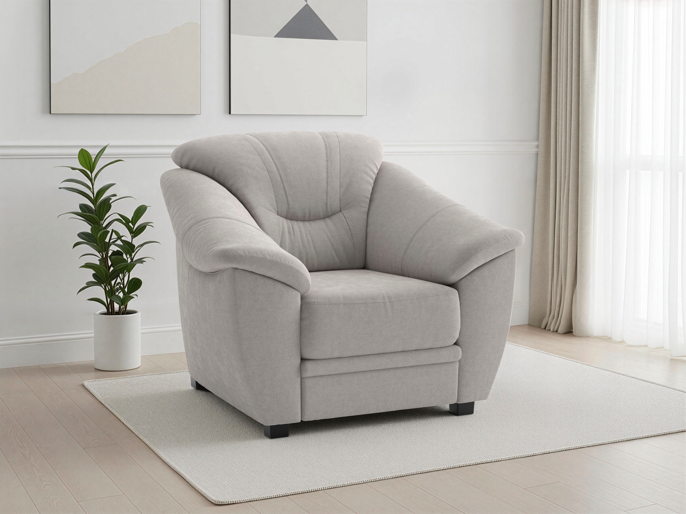 sit&more Sessel "Savona, B: 103 cm, Federkern-Polsterung, komfortable Sitzhöhe 46 cm" Bequeme Armlehnen, Ziernähte, frei im Raum stellbar, zeitloses Design