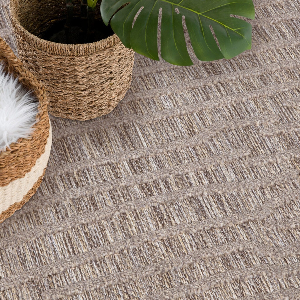 Carpet City Teppich »In-& Outdoorteppich Santorini 450, 3D-Effekt, Gestreift« rund 5 mm Höhe Wetterfest & UV-beständig für Terrasse, Balkon, Küche, Flur