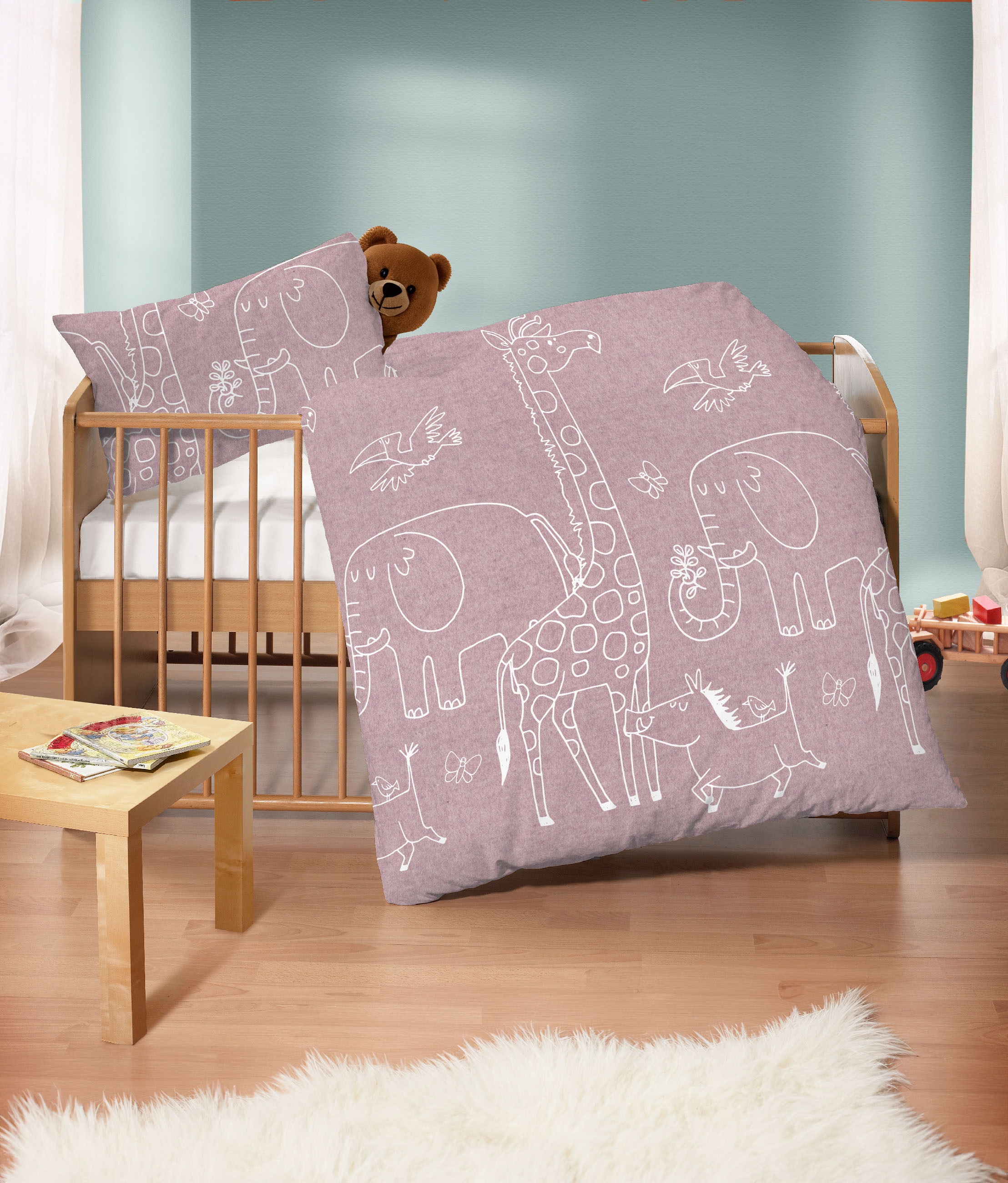 Biberna Kinderbettwäsche »0840520«, kuschelig warm, samtweich, Melange, 100% Baumwolle, made in Germany