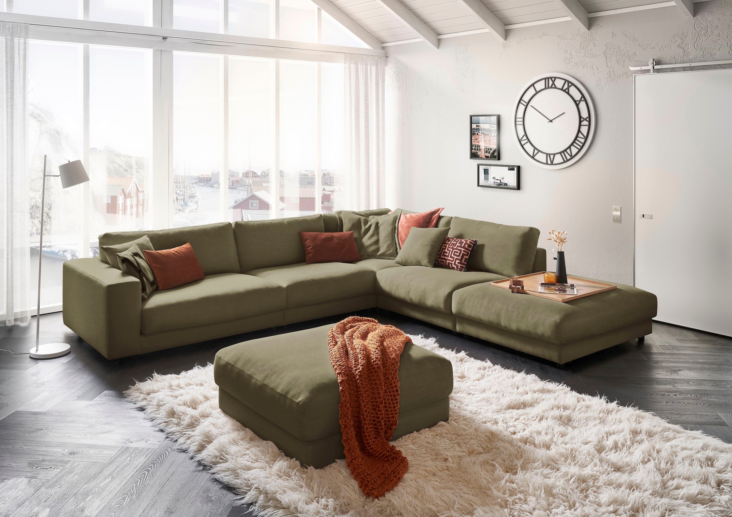 3C Candy Ecksofa "Enisa II, bequem und komfortabel, großes Familiensofa, L-Form" incl. 3 Flatterkissen, wahlweise mit Flecken-Schutz-Bezug Easy care