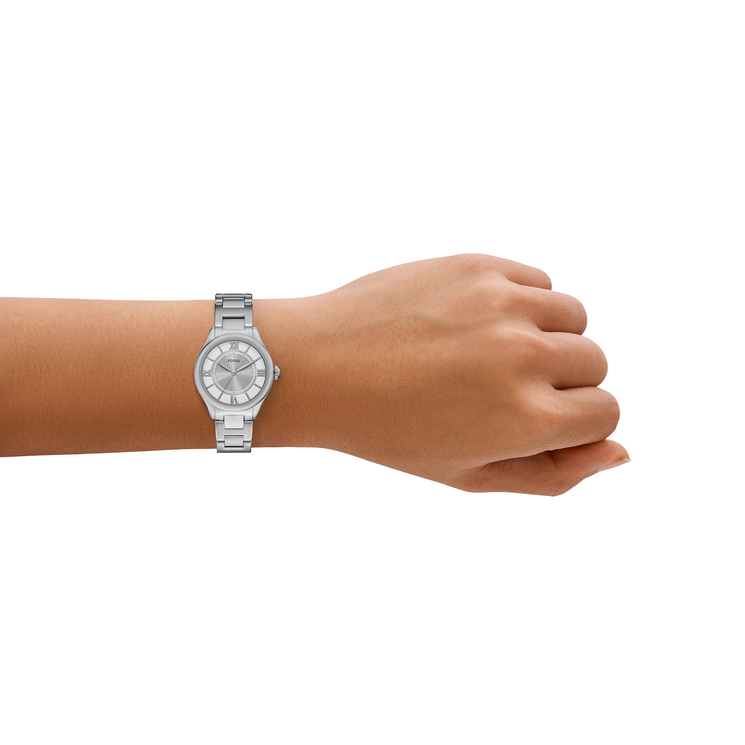Fossil Quarzuhr »GILMORE«, Armbanduhr, Damenuhr, Edelstahlarmband, analog