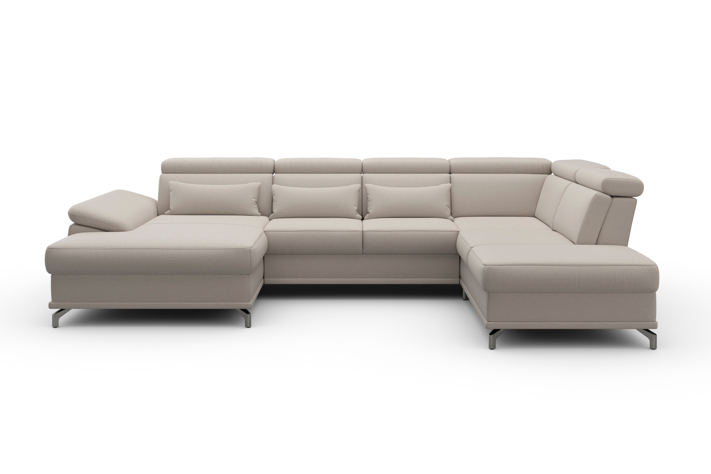 sit&more Wohnlandschaft "Cabrio U-Form, B: 359 cm, mit Sitztiefen-, Arm- & Kopfteilverstellung" 3 Nierenkissen, Federkern, optional Schlaffunktion und Stauraum