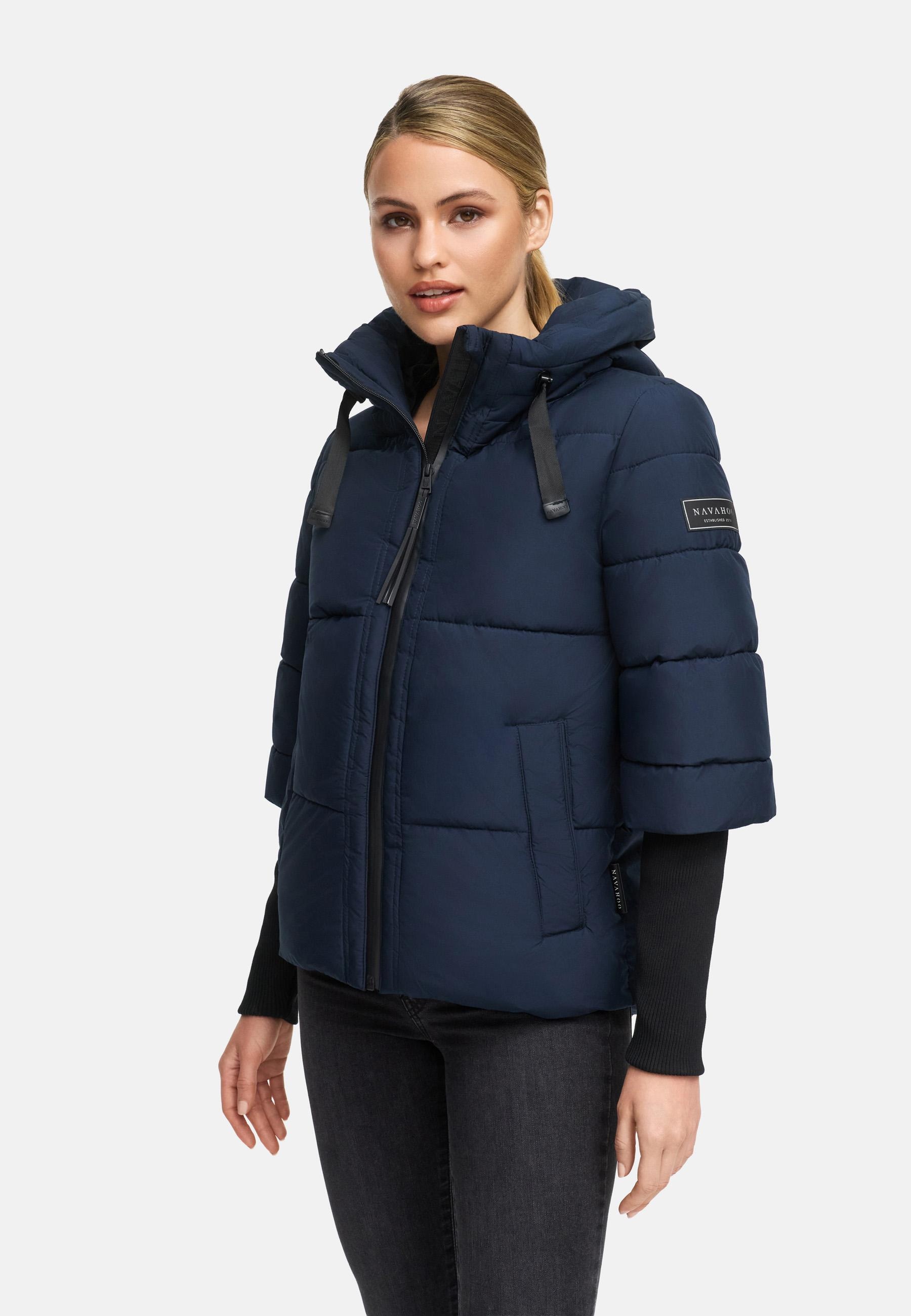 Navahoo Steppjacke »Lotusherz XIV«, mit Kapuze, Warme gesteppte Winterjacke mit Rippstrickärmeln