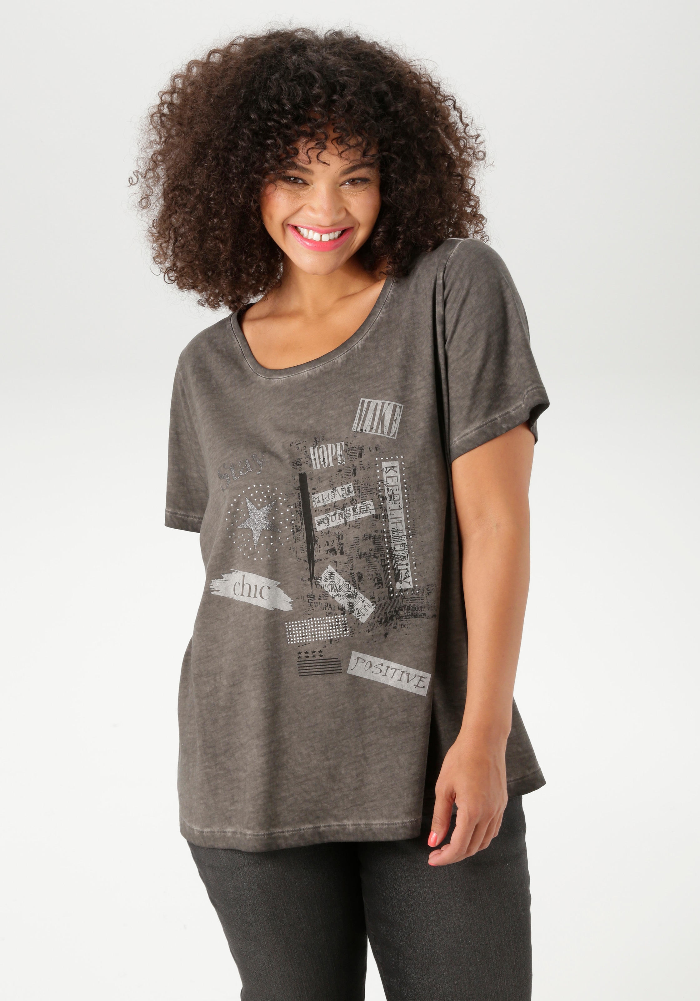 Aniston PLUS T-Shirt mit edlem Druckmotiv günstig online kaufen