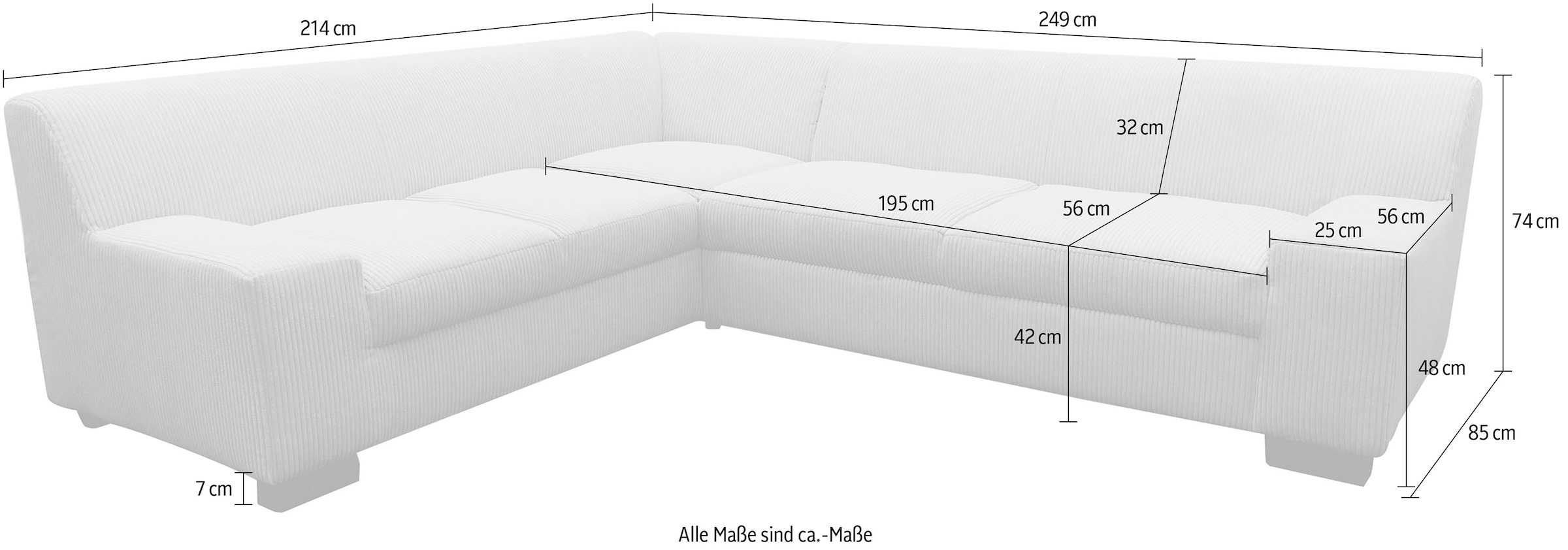 OTTO home Ecksofa »Faxe 249 x 214 cm, auch mit Schlaffunktion« L-Form, aus pflegeleichtem, weichem Luxus-Microfaser Bezug