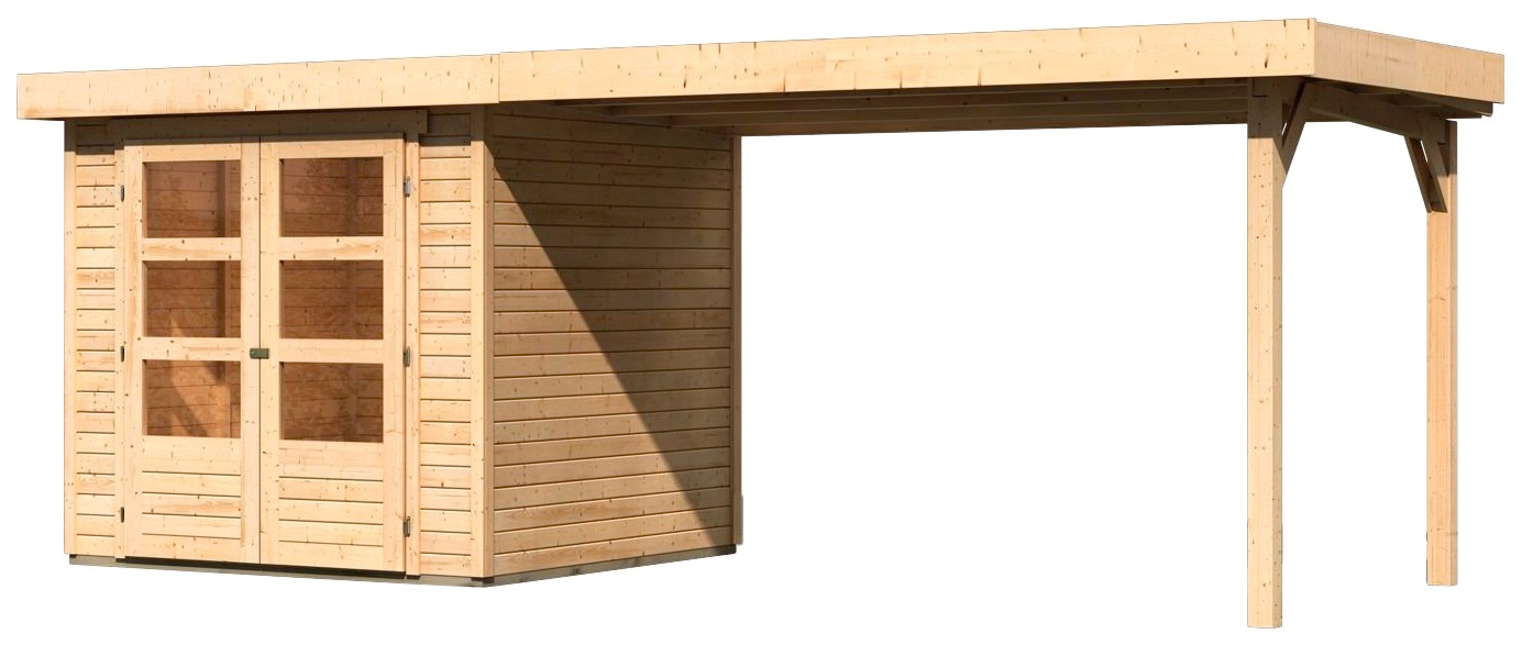 Karibu Gartenhaus "Arnis" mit Anbaudach 2,80 m Breite günstig online kaufen