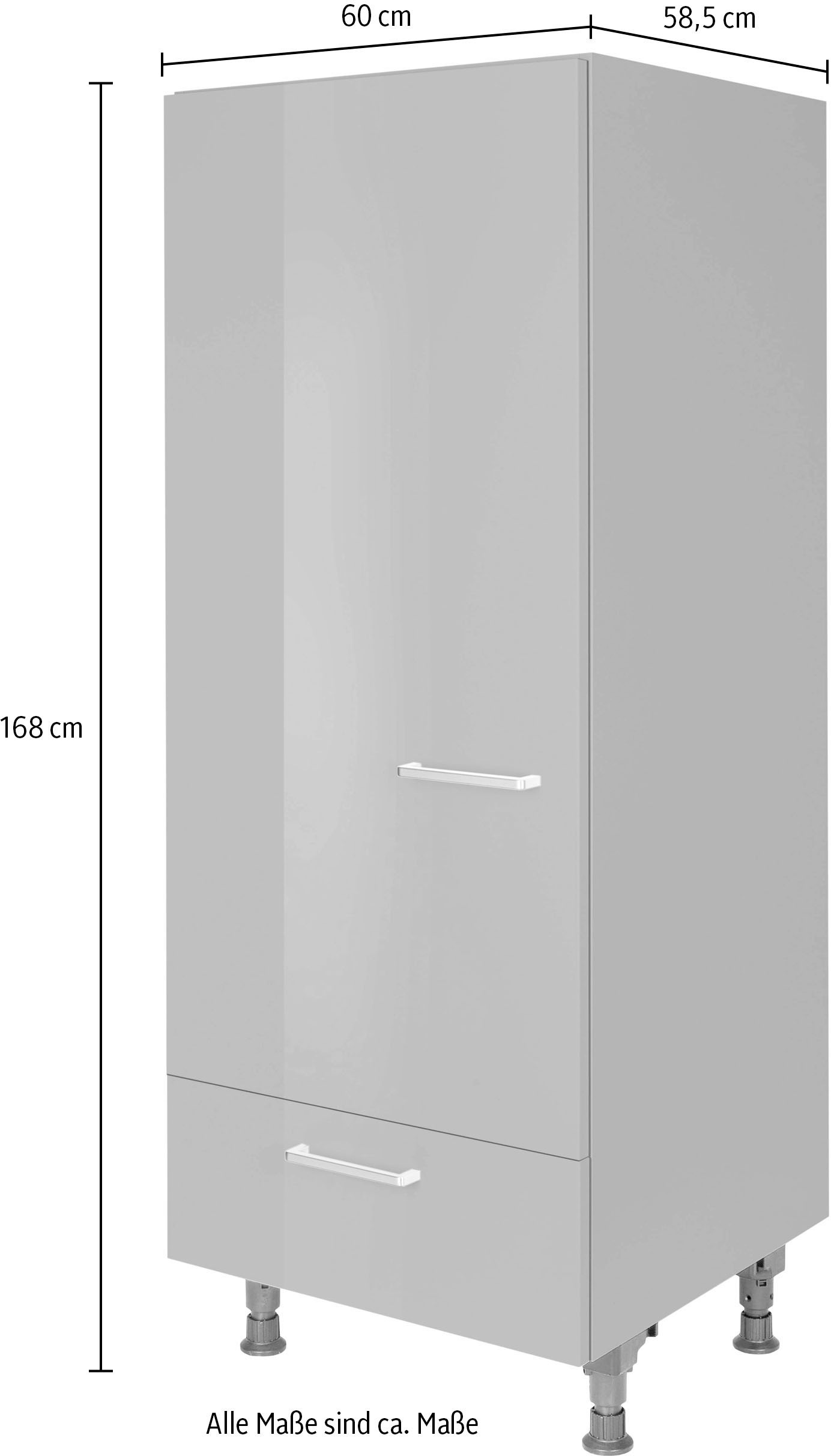 nobilia® Kühlumbauschrank »"Flash", Ausrichtung wählbar, mit Schubkasten,«, vormontiert, Breite/Höhe: 60/167,8 cm