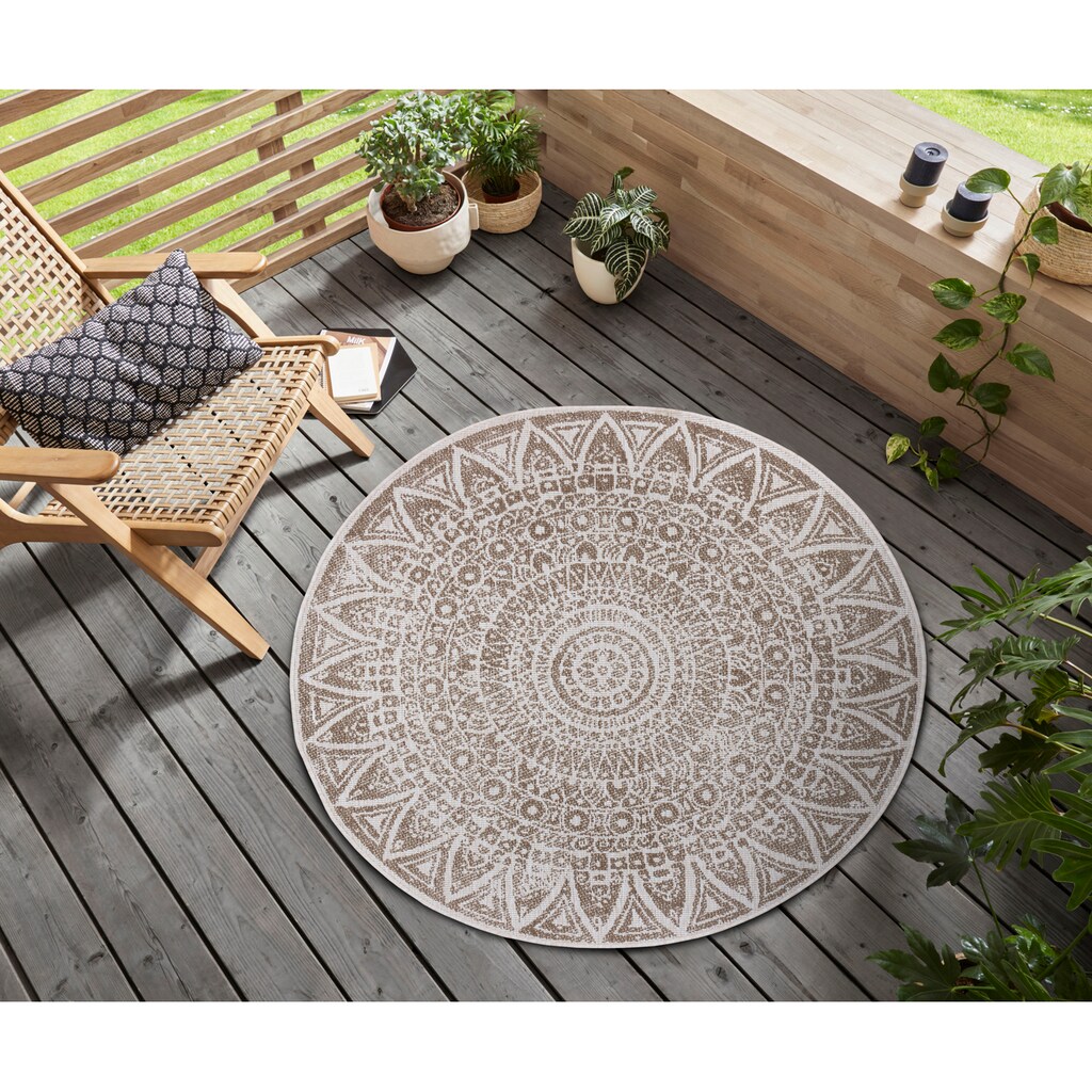 freundin Home Collection Teppich »Lilja«, rund, In-& Outdoor, Wendeteppich, Wetterfest, Balkon, Garten, Wohnzimmer