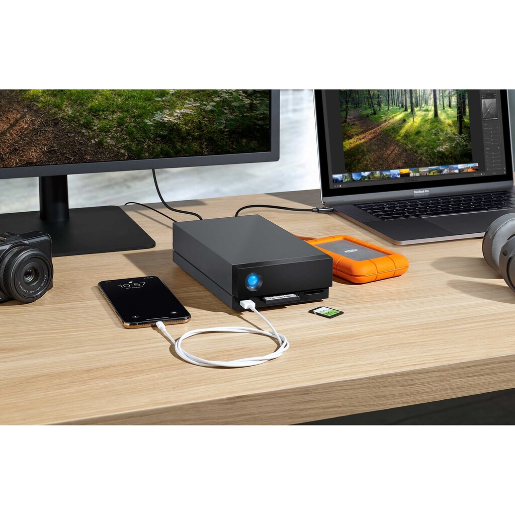 LaCie HDD-NAS-Festplatte »1big Dock«, Anschluss Thunderbolt 3-DisplayPort-SD-/CF-Kartensteckplätze-USB