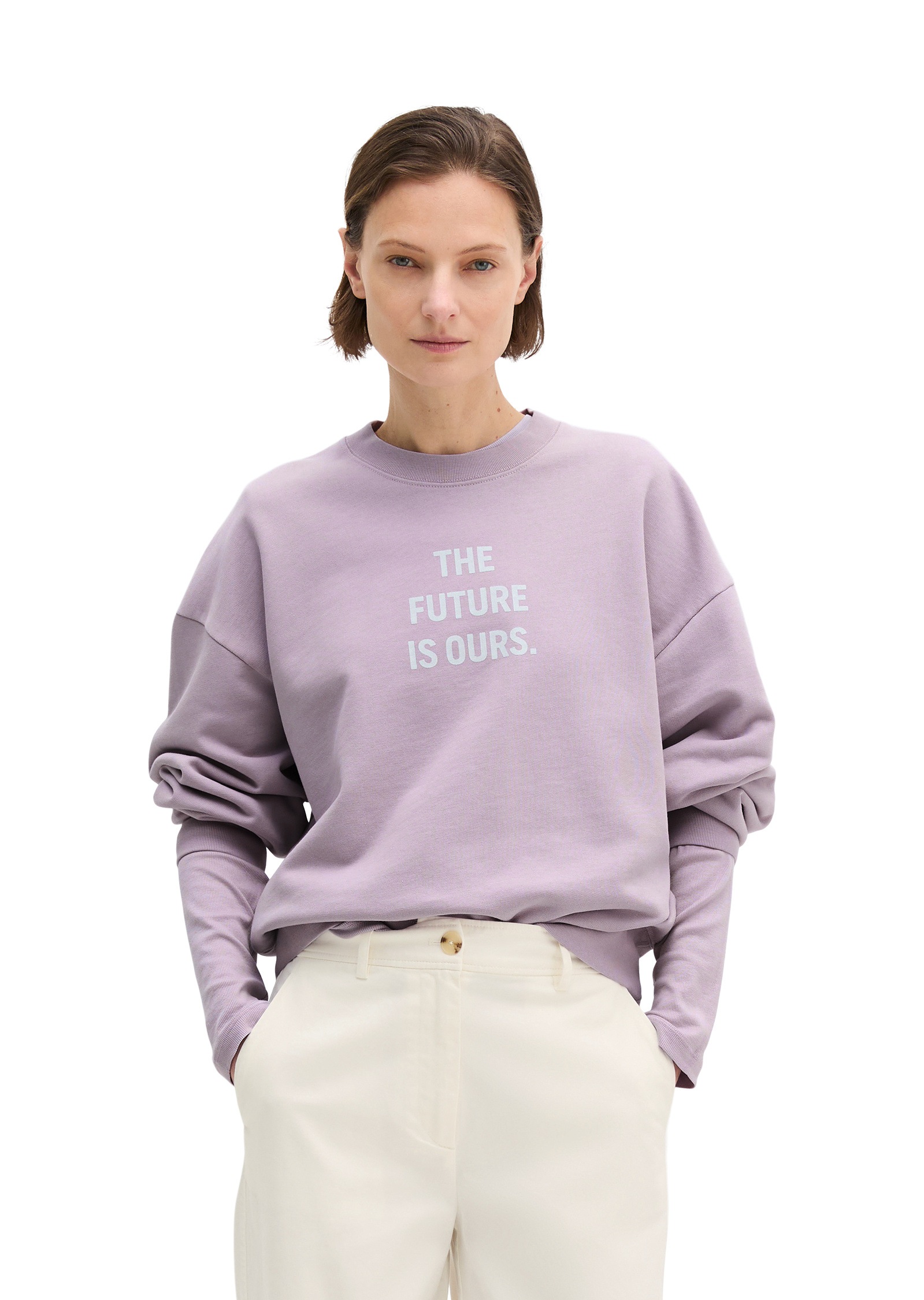 Sweatshirt MARC O'POLO "aus reiner Bio-Baumwolle", Damen, Gr. XXL, dusty lavender, Obermaterial: 100% Baumwolle, unifarben, loose fit, Sweatshirts Sweatshirt