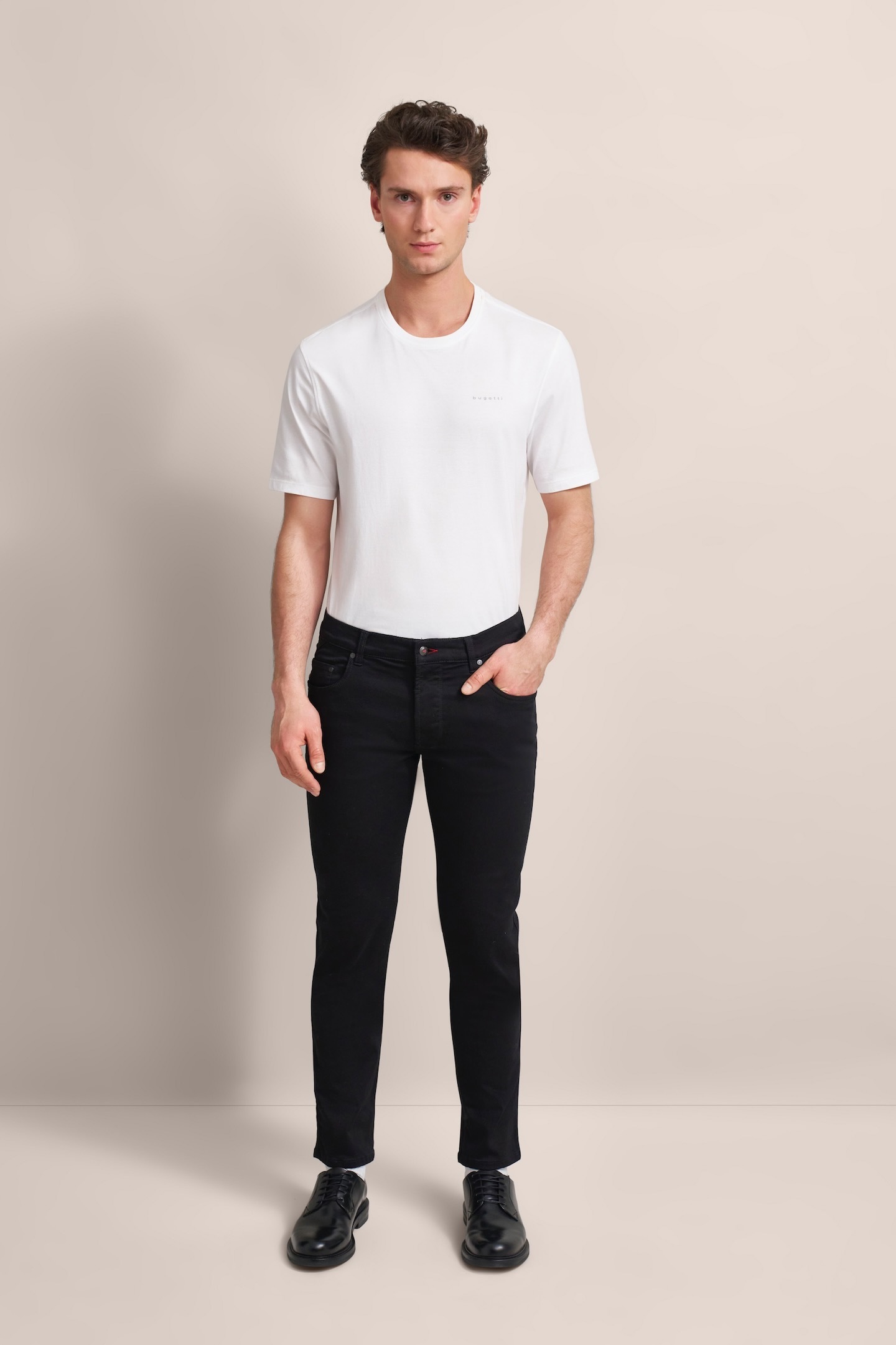 5-Pocket-Jeans BUGATTI "Basic Essentials", Herren, Gr. 38, Länge 32, schwarz, 92% Baumwolle, 6% Polyester, 2% Elasthan, Jeans 5-Pocket-Jeans, Flexcity-Stretch 3