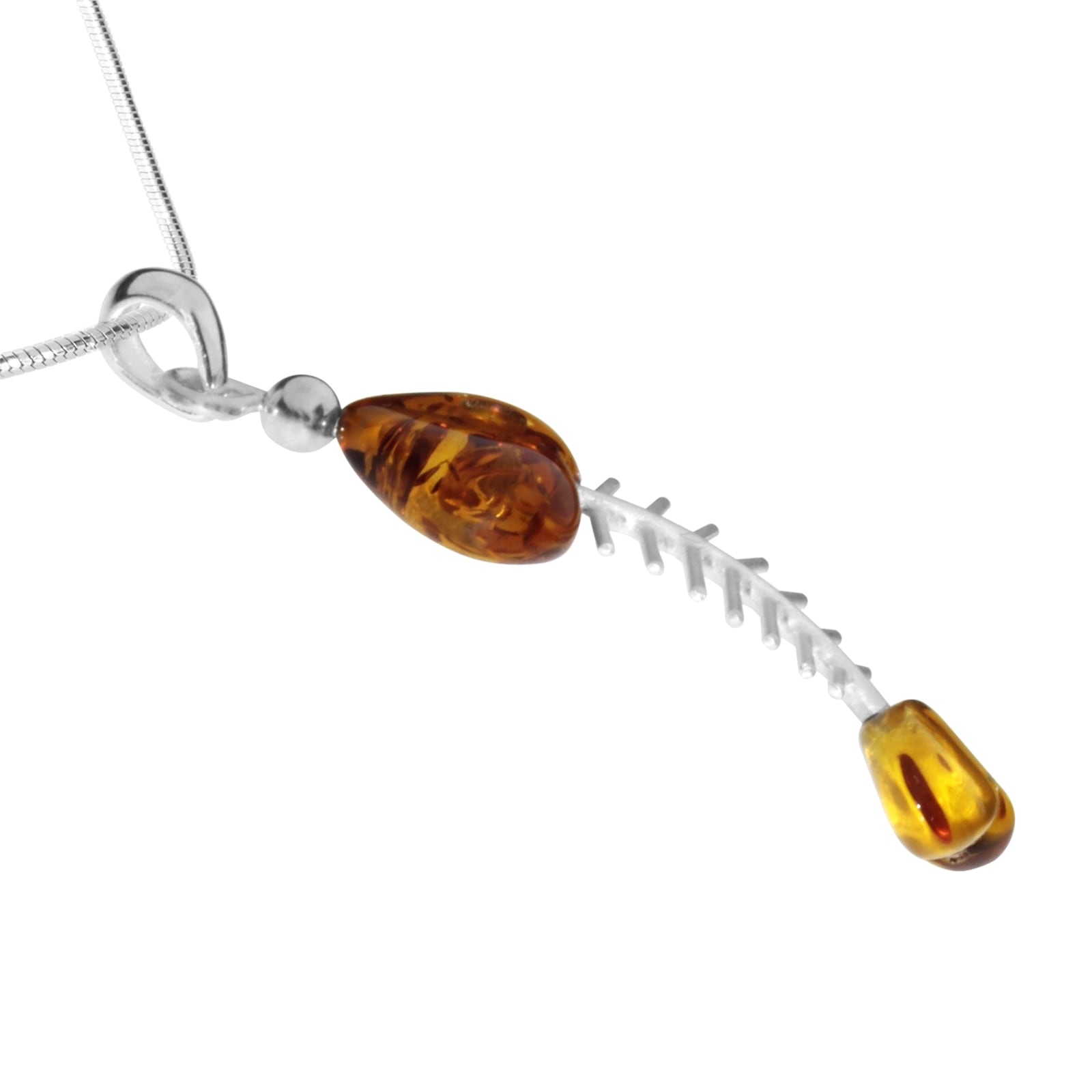OSTSEE-SCHMUCK Kette mit Anhänger »- Fisch 45 mm - Silber 925/000 - Bernstein«