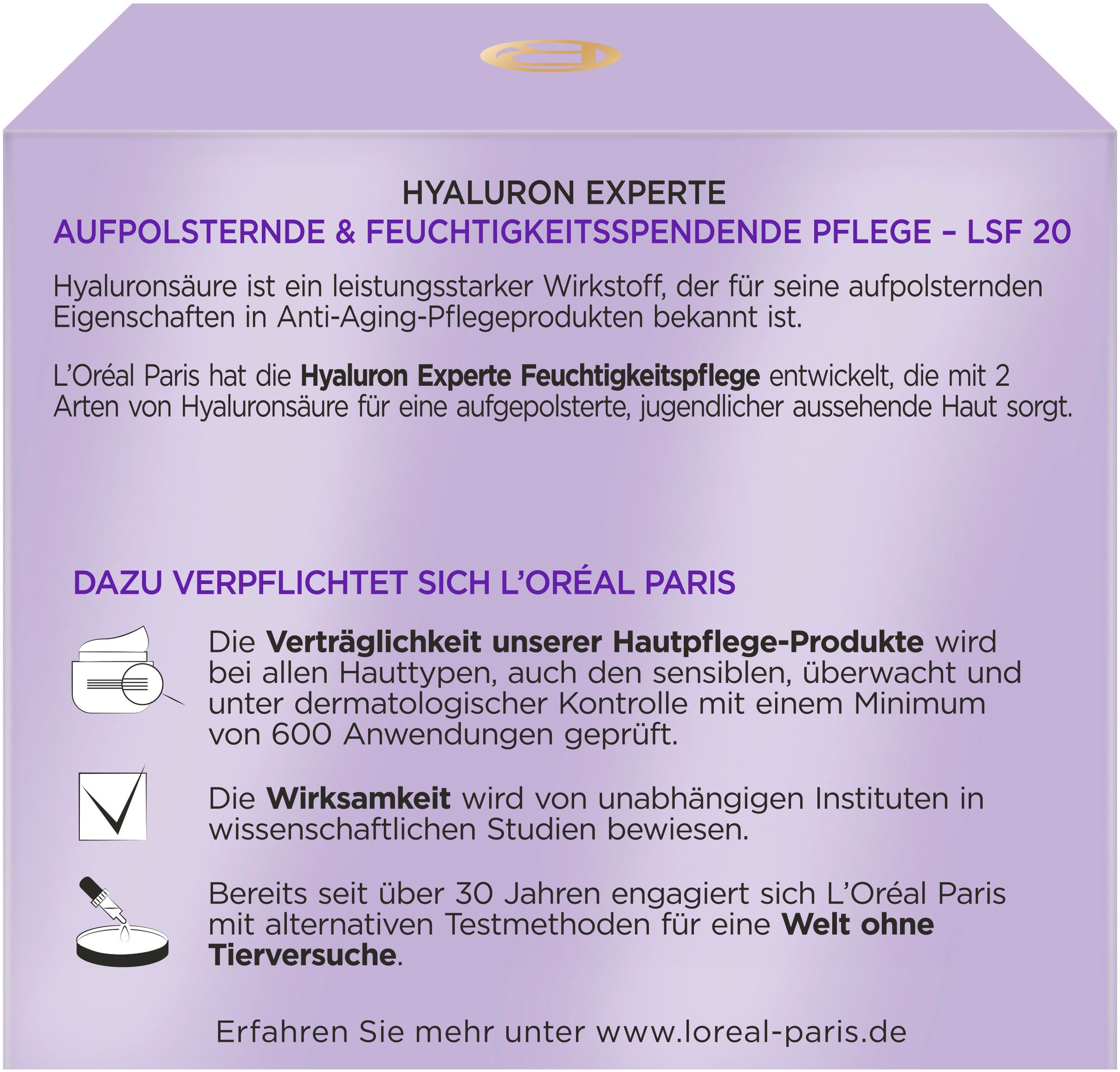 L'ORÉAL PARIS Tagescreme »Hyaluron Experte Pflege Tag«, mit LSF 20