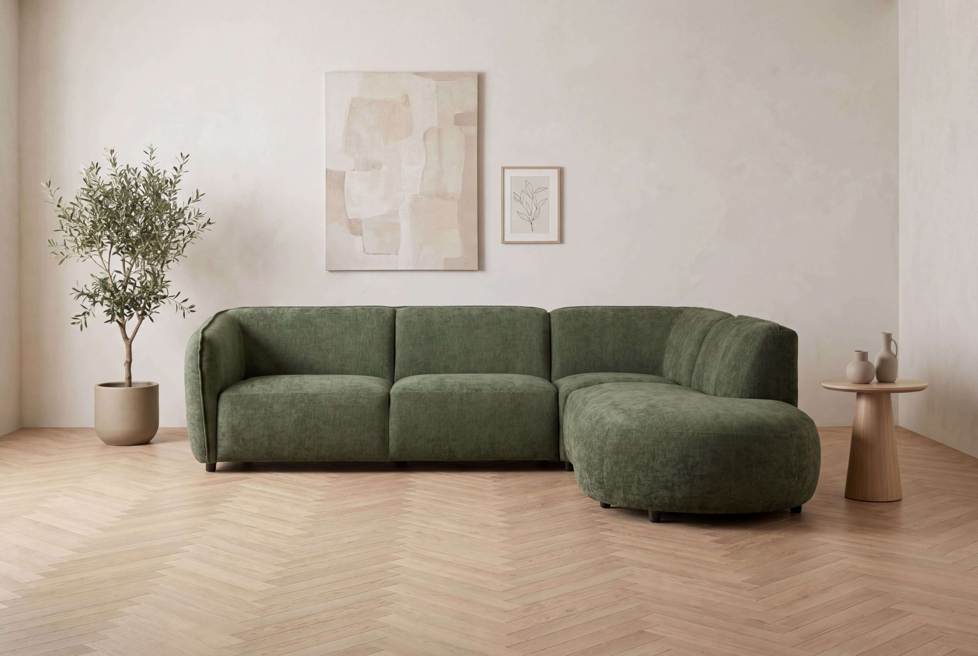 OTTO home Ecksofa "OSTRUP Rundsofa, L-Form, Naturtöne, Boucle oder Chenille" Breite 273 cm, organische Form mit sanften Rundungen
