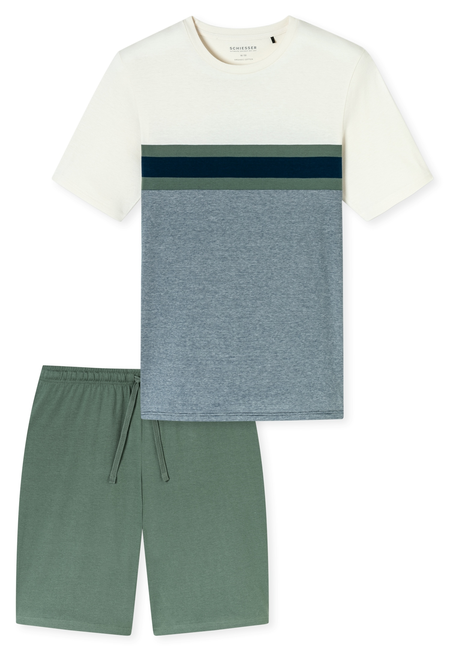Schiesser Shorty »"Casual Nightwear"«, (2 tlg.), Shorts in Uni mit Bindeband am Bund