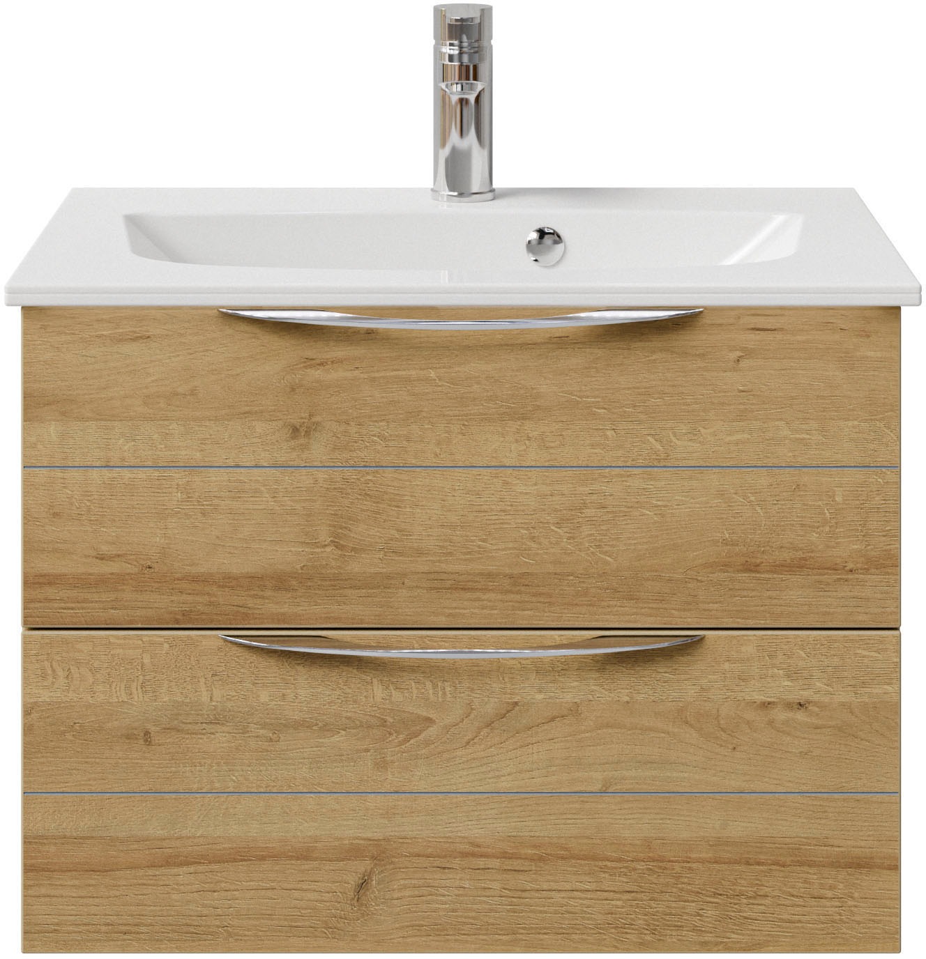 Saphir Waschtisch »Serie 6025 Mineralmarmor-Waschtisch mit Unterschrank, 67 cm breit«, Waschplatz mit 2 Schubladen, hängend, verschiedene Ausführungen