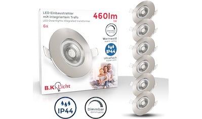 LED Bad-Einbauleuchte, 6er Set, Schutzart IP44, spritzwassergeschützt