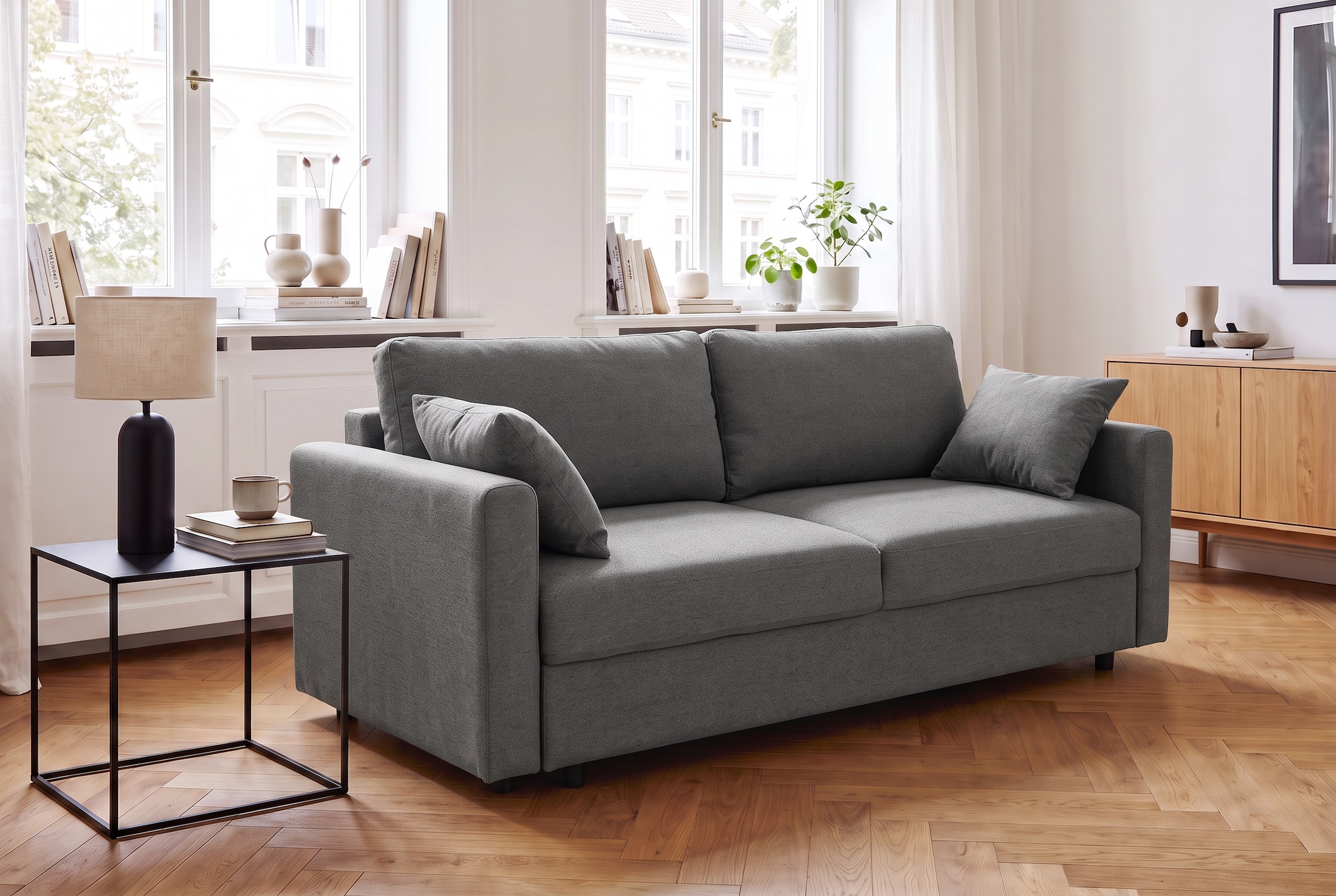OTTO home Schlafsofa »LIOORA 3-Sitzer (240cm), Cord und Webstoff« Bettfunktion & Bettkasten, Premium Sitzkomfort (HR-Schaum/Federkern)