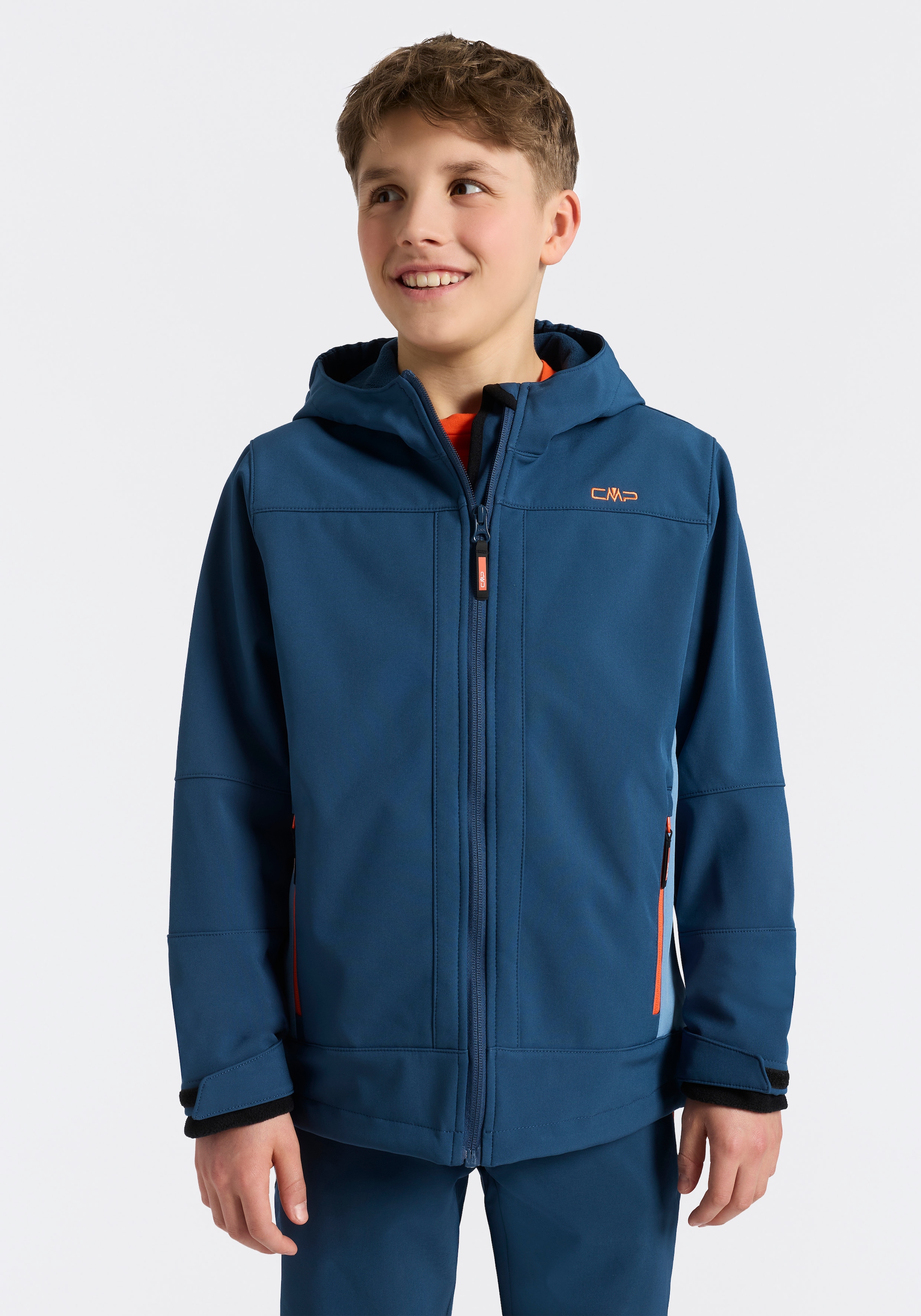 Cmp Herren Midnight Softshelljacke "Kid Softshell Jacket Fix Hood" Mit Kapuze Wasserabweisend Windabweisend Mit Reißverschlusstaschen erhältlich in Größe 128/140/152/164/176 von Baur