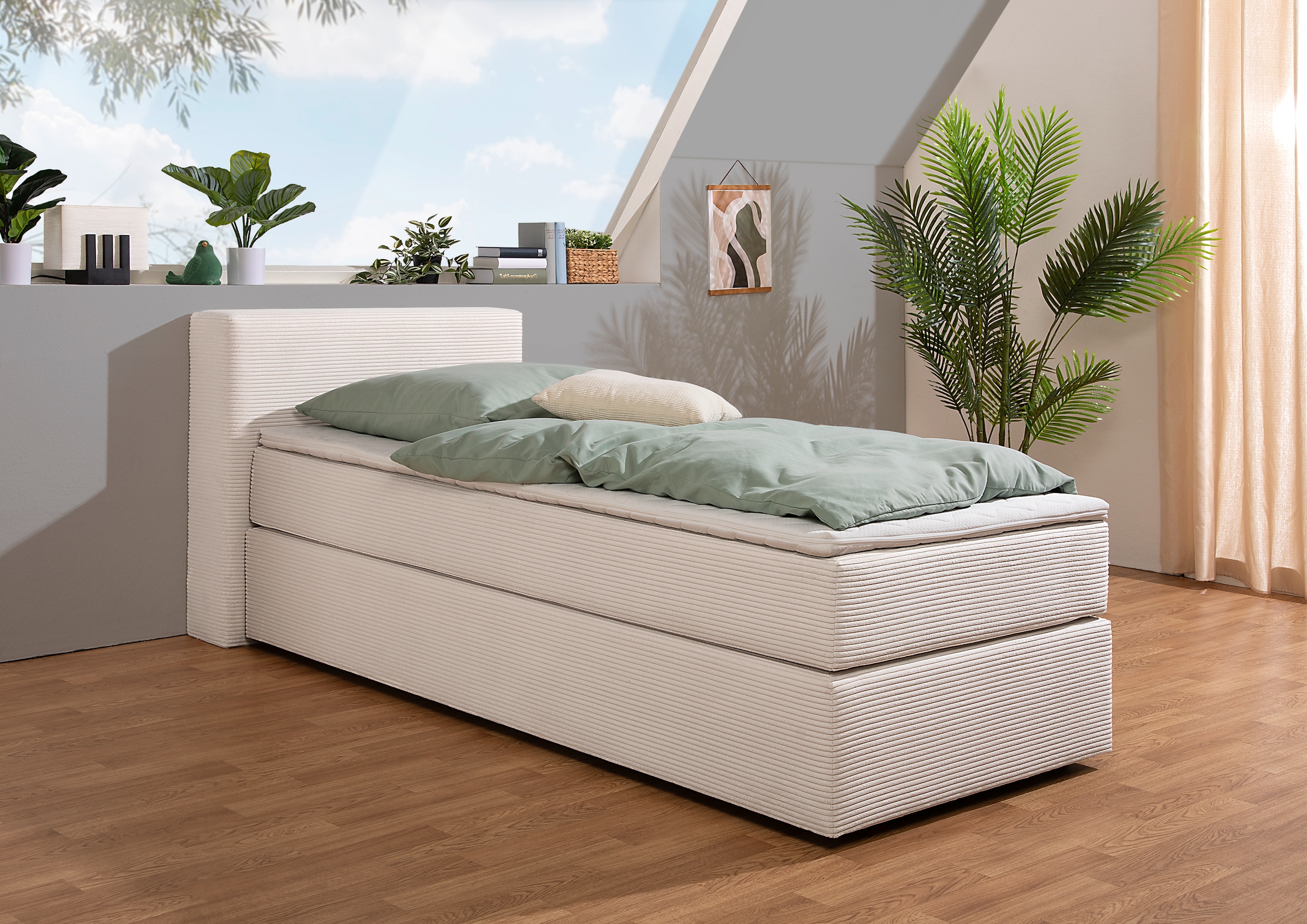 andas Boxspringbett "Åby", In Cord Bezug, wahlweise mit und ohne Matrazte e günstig online kaufen