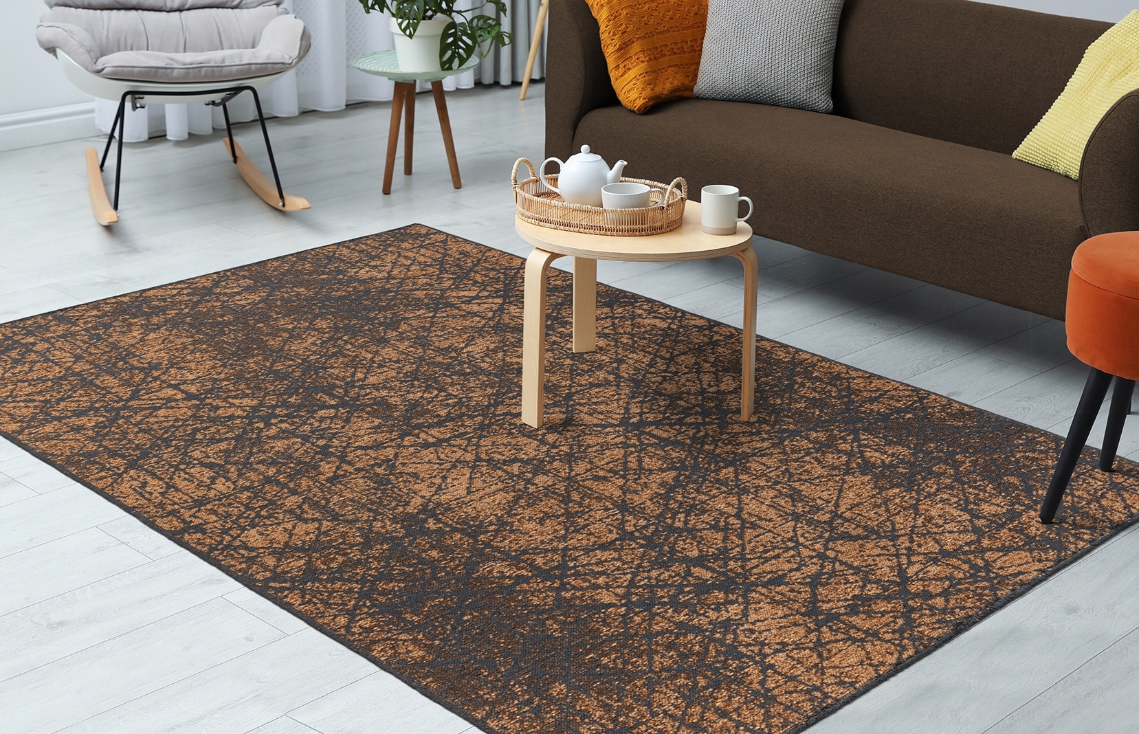 Teppich KAYOOM "Kalea 225", gelb, B:120cm H:8mm L:170cm, Polyester, Teppiche, Teppich, Flachgewebeteppich mit Relief-Design, Used-Look, moderne Farben