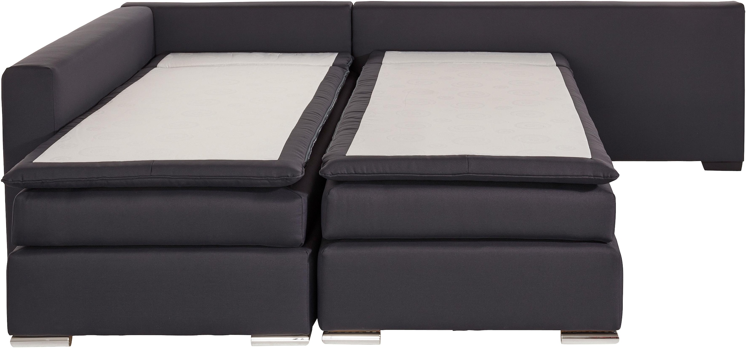 INOSIGN Ecksofa »Boxspringbett Night & Day L-Form mit Dauer-Schlaffunktion o. Armlehnen«, mit Boxspring-Bettfunktion 164x200 cm und Bettkasten, Dauerschläfer!