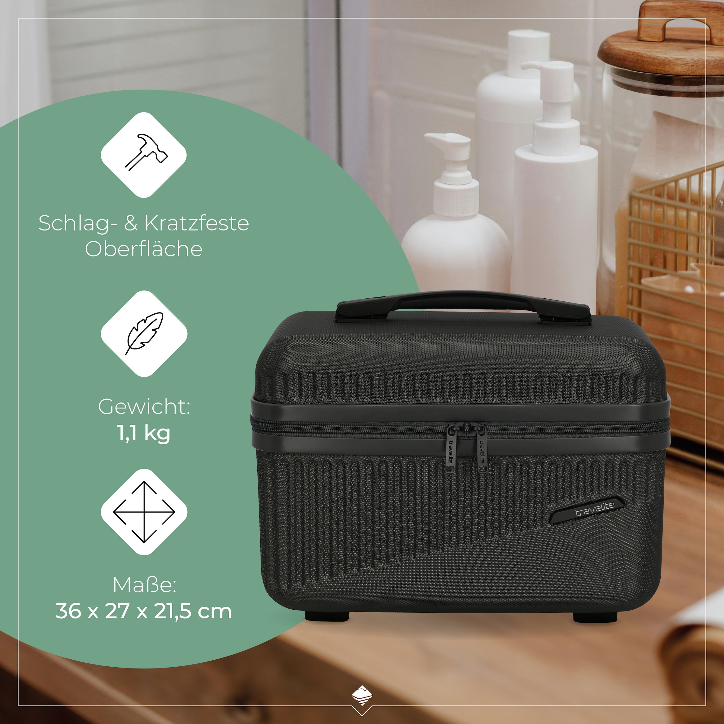 travelite Beautycase »BALI«, Kosmetikkoffer mit Aufsteck -und Organizerfunktion