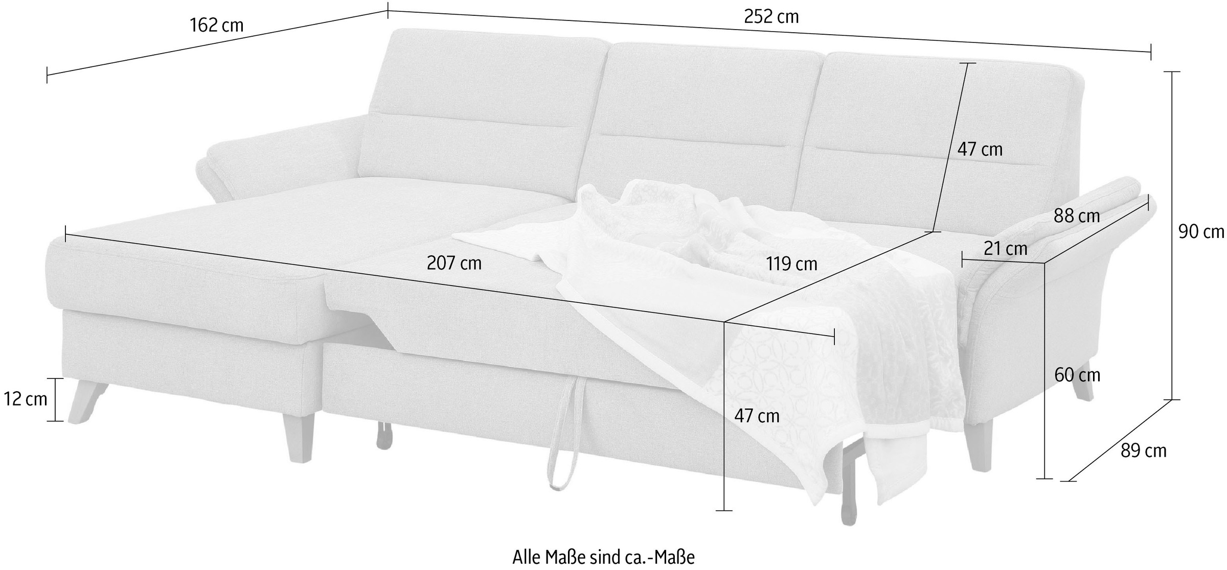 Home affaire Ecksofa »Westerland L-Form«, Federkern-Polsterung, wahlweise mit Bettfunktion, Bettkasten