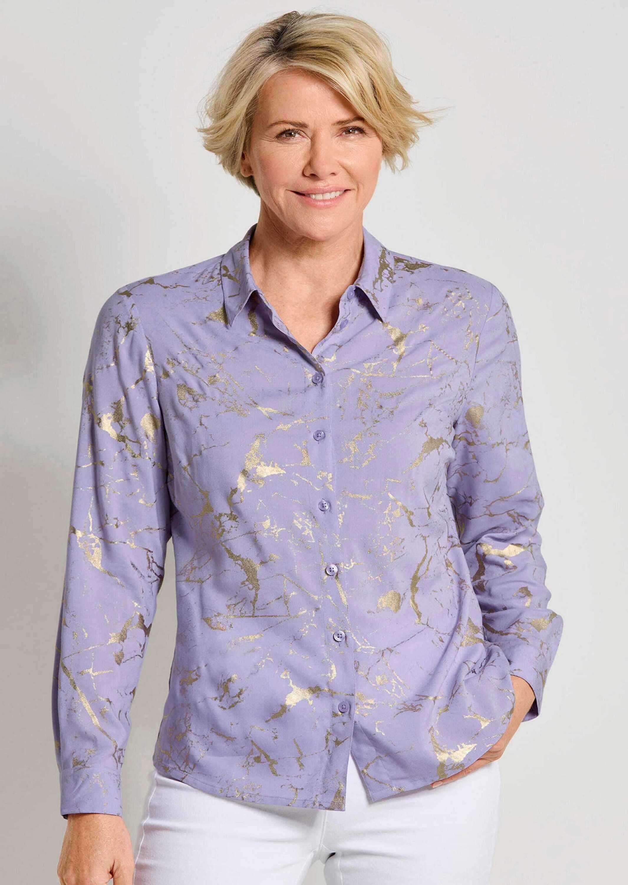 GOLDNER Hemdbluse »Hemdbluse mit Metallic Print«