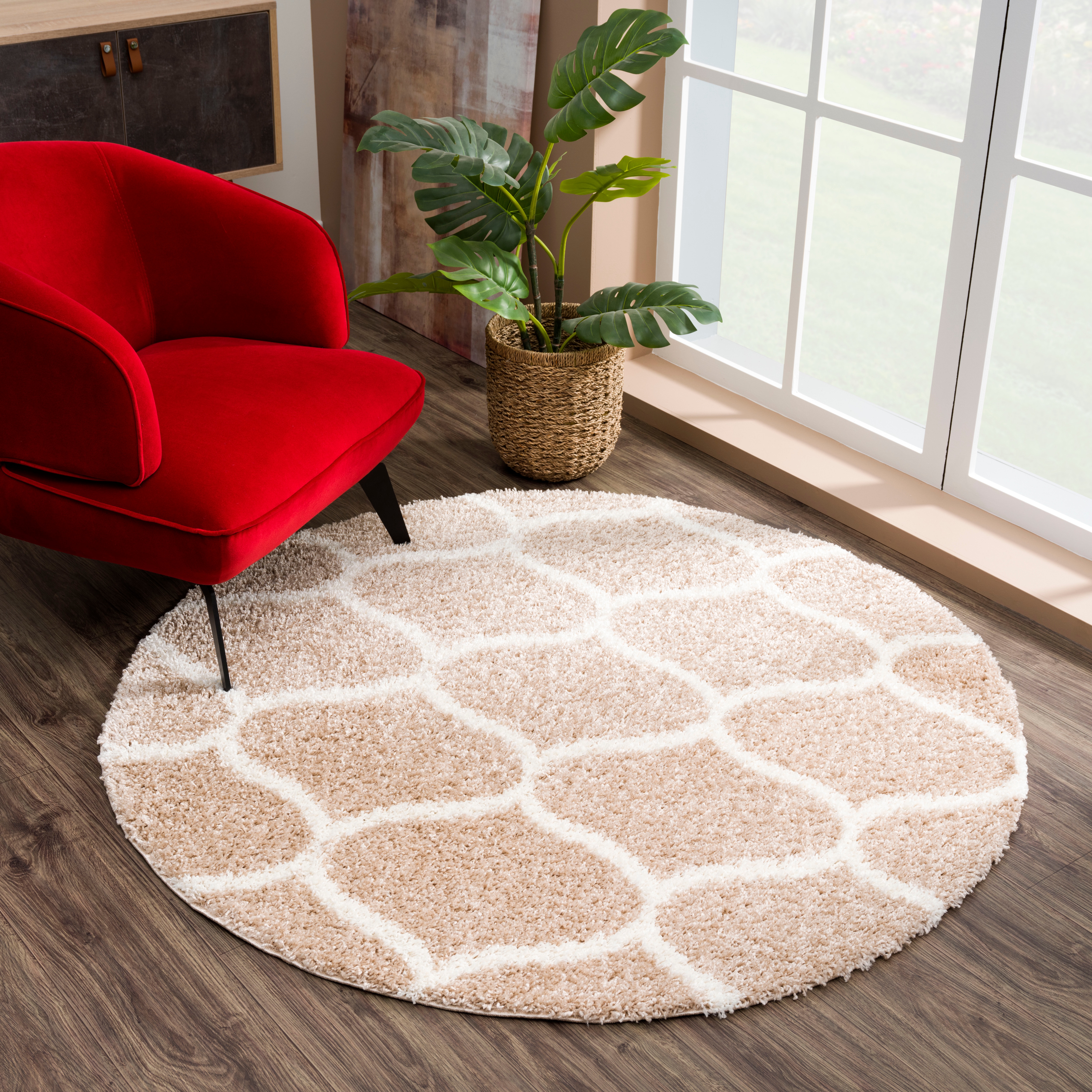 Sanat Hochflor-Teppich "Madrid, auch in Rund erhältlich" rund 30 mm Höhe Wohnzimmer, Langflor, Shaggy Teppich