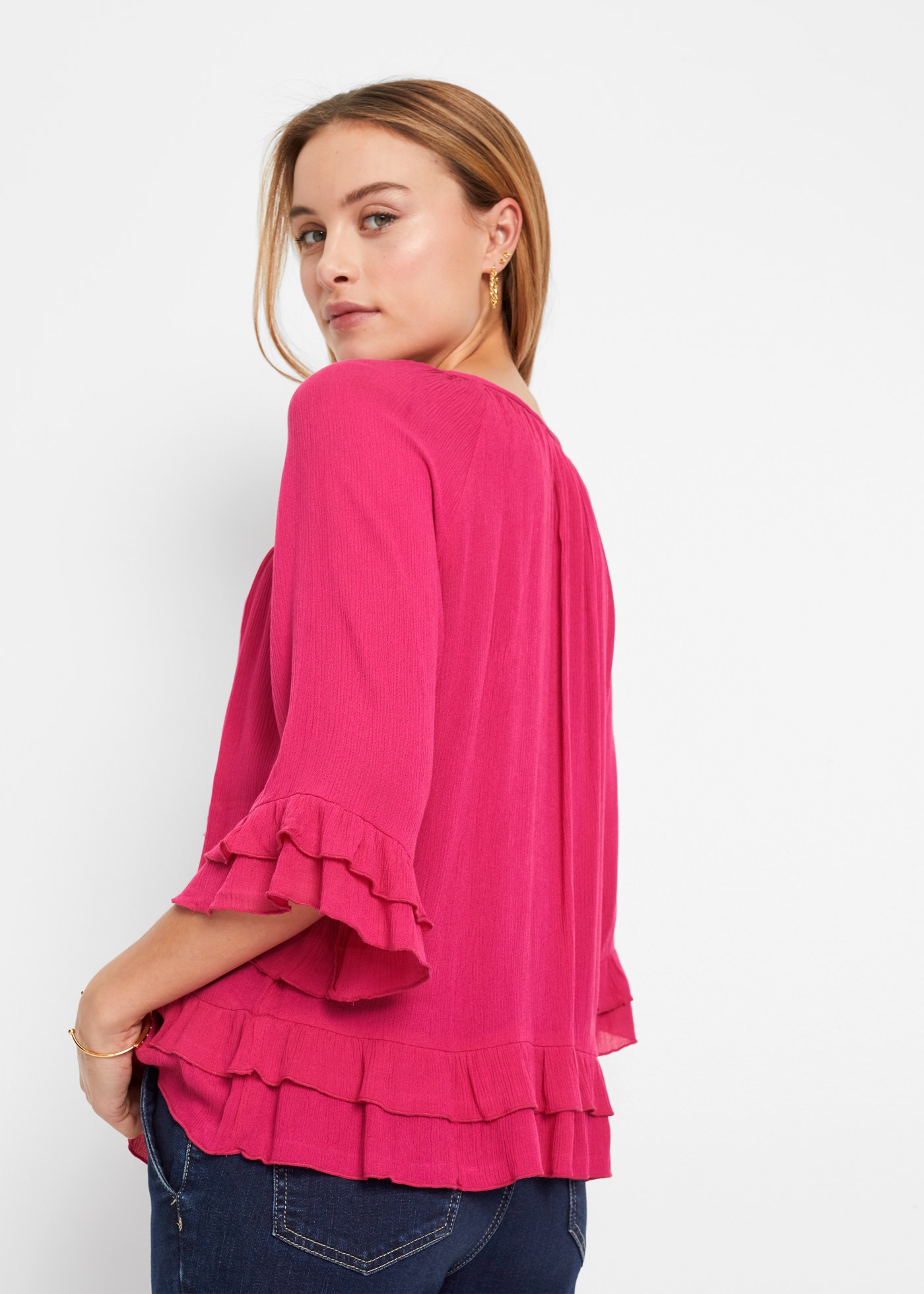 bonprix Tunika 1 A-Linien-Passform, mit 3/4-Ärmeln, gleichfarbige Stickerei günstig online kaufen