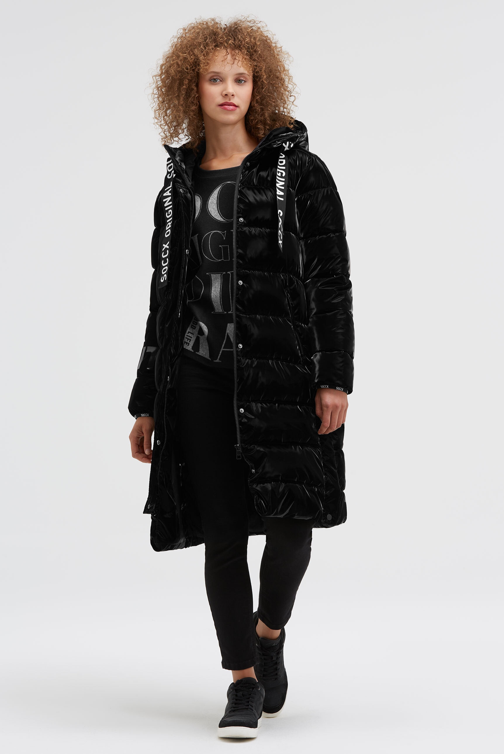 SOCCX Parka mit Kapuze mit Reißverschluss an den Einschubtaschen