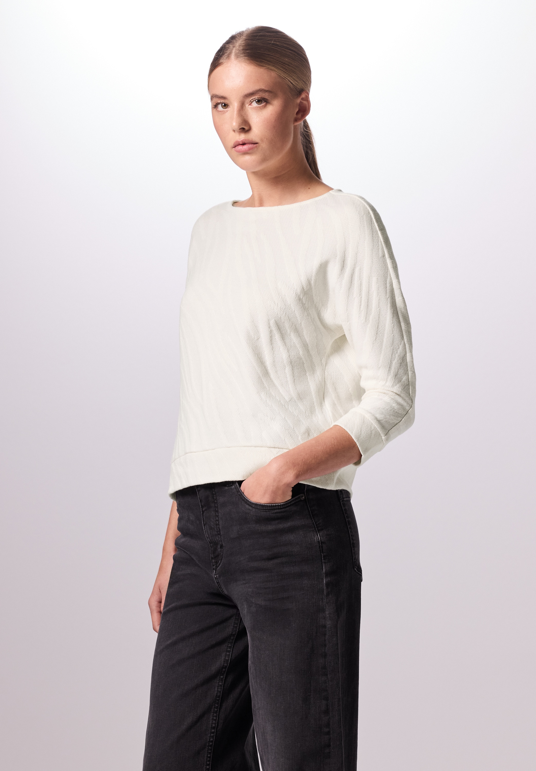 STREET ONE STUDIO T-Shirt, aus elastischem Materialmix