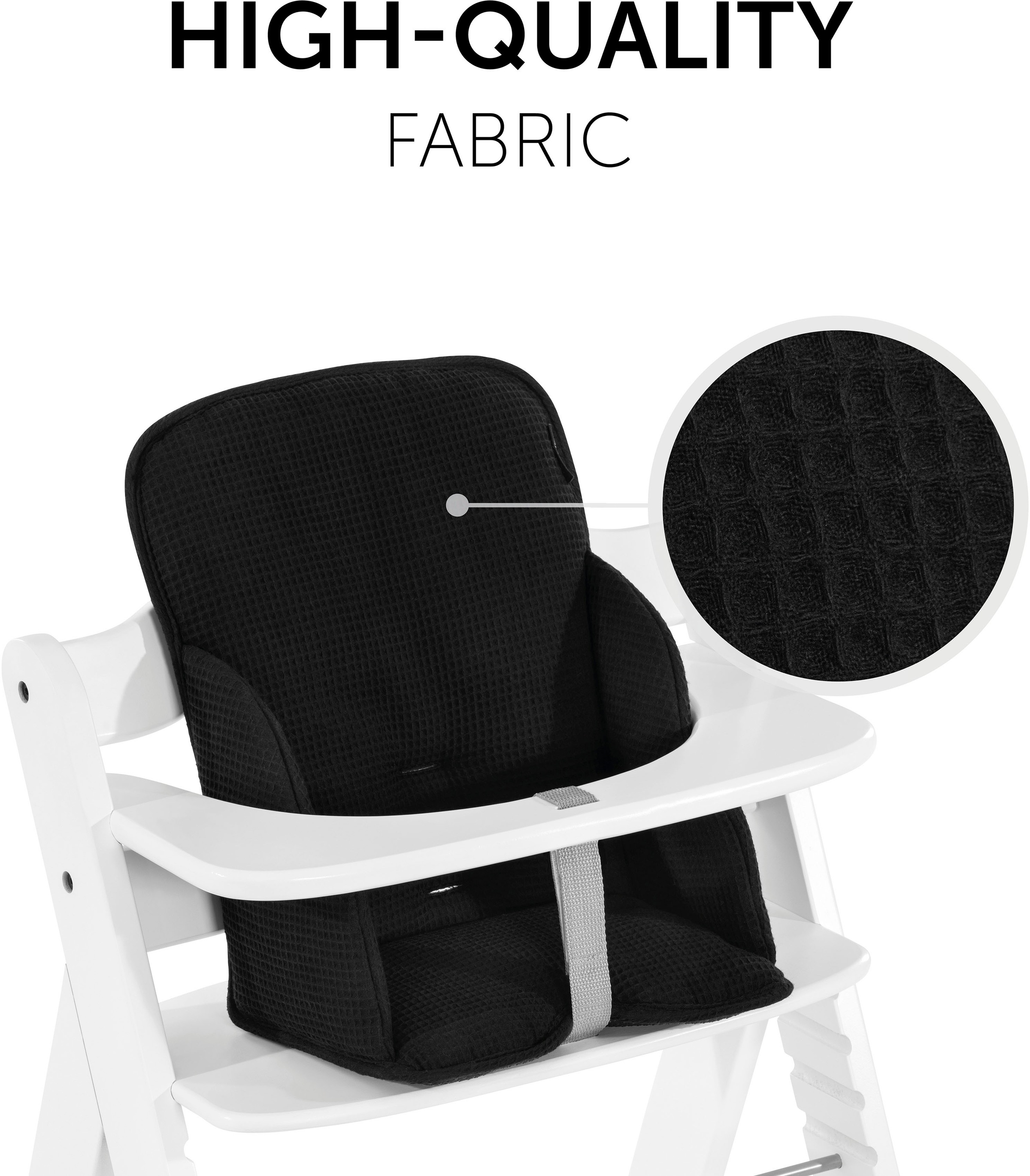 Hauck Sitzverkleinerer »Alpha Cosy Select, Waffelpiqué black«, für den ALPHA+ Holzhochstuhl