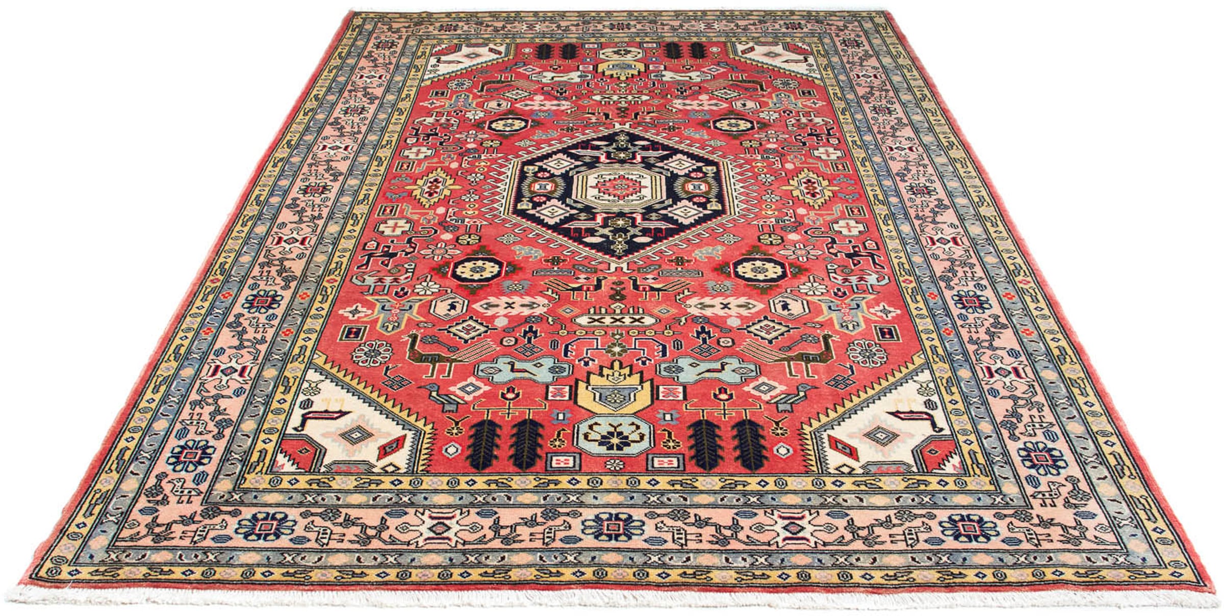 morgenland Orientteppich "Perser - Nain - 241 x 168 cm - hellrot", rechteckig, 10 mm Höhe, Wohnzimmer, Handgeknüpft, Ein