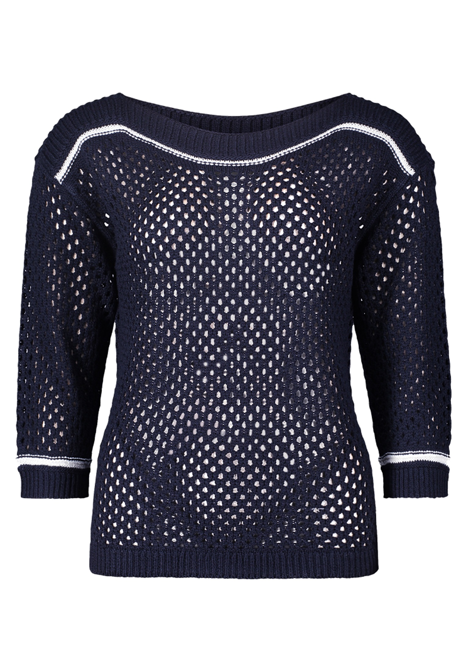 Betty Barclay Strickpullover »Betty Barclay Lochstrick-Pullover mit Strickdetails«, (1 tlg.), Kontraststeppung