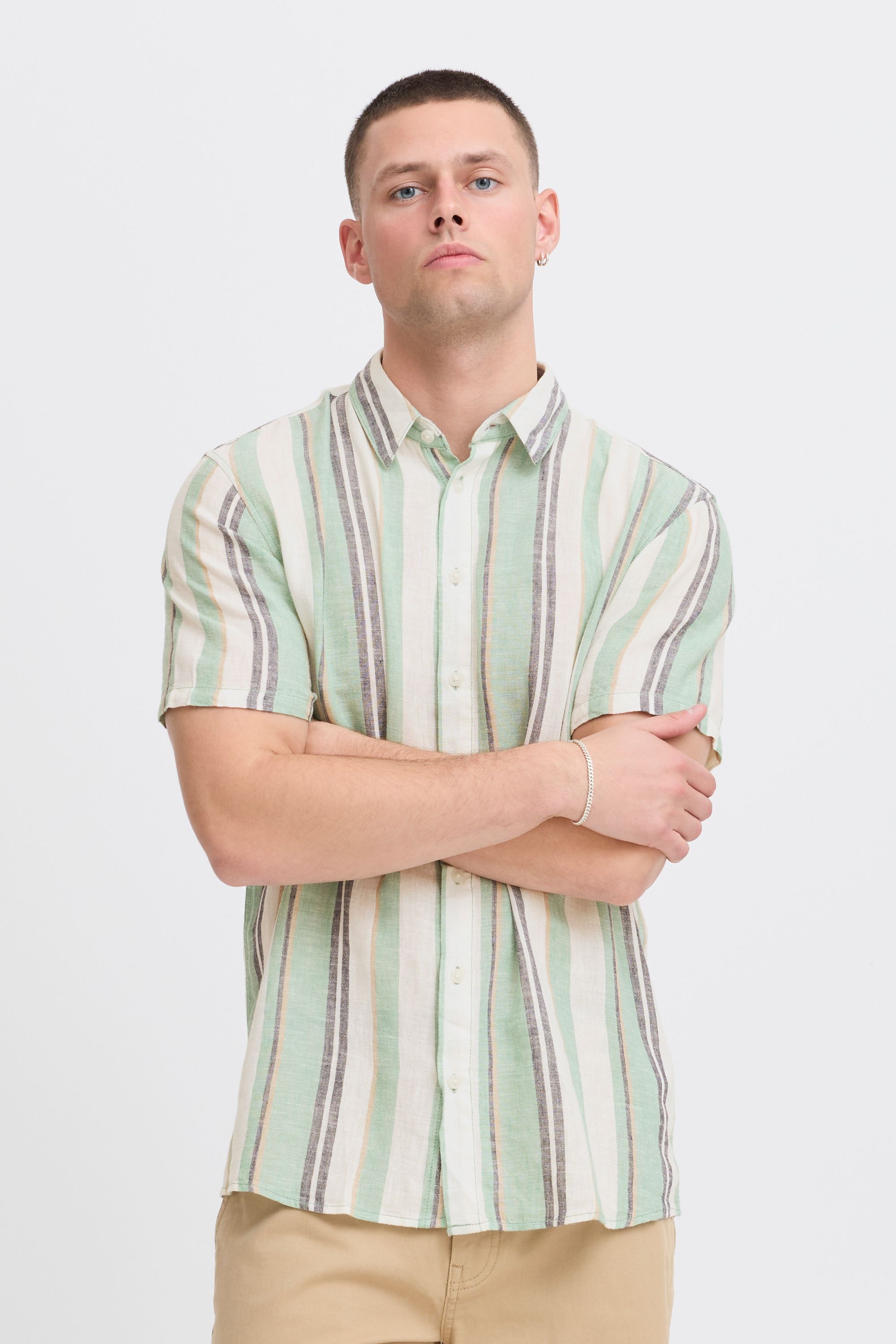 Blend Kurzarmhemd "BHBOBBY Shirt stripe" Stilvolles Kurzarmhemd aus Leinenm günstig online kaufen