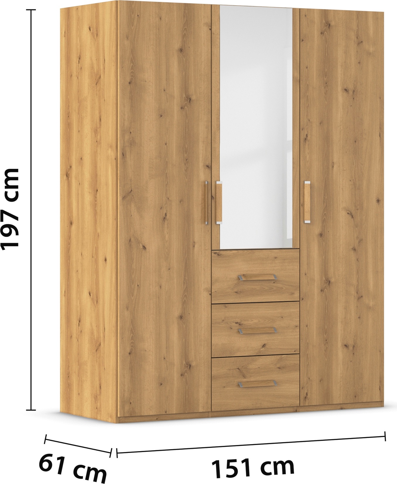 rauch Schlafzimmer-Set »Komplettschlafzimmer Schlafzimmer EVELYN«, (Set, 3 tlg.), Schrank und Bett in 2 Breiten, Nachttisch mit Paneel MADE IN GERMANY
